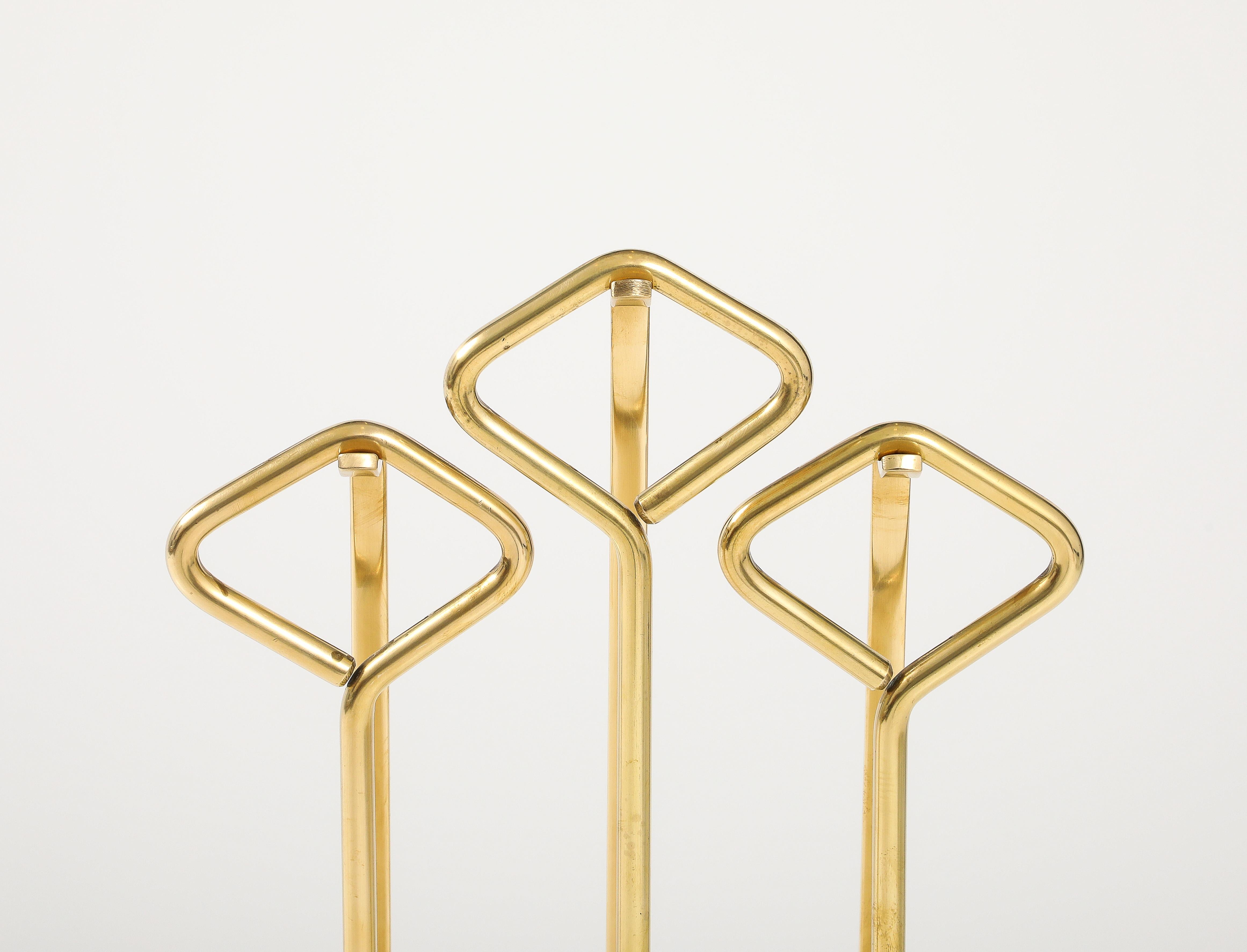 Modernistisches italienisches Kaminbesteck aus Messing und Glas von Fontana Arte (Italienisch) im Angebot