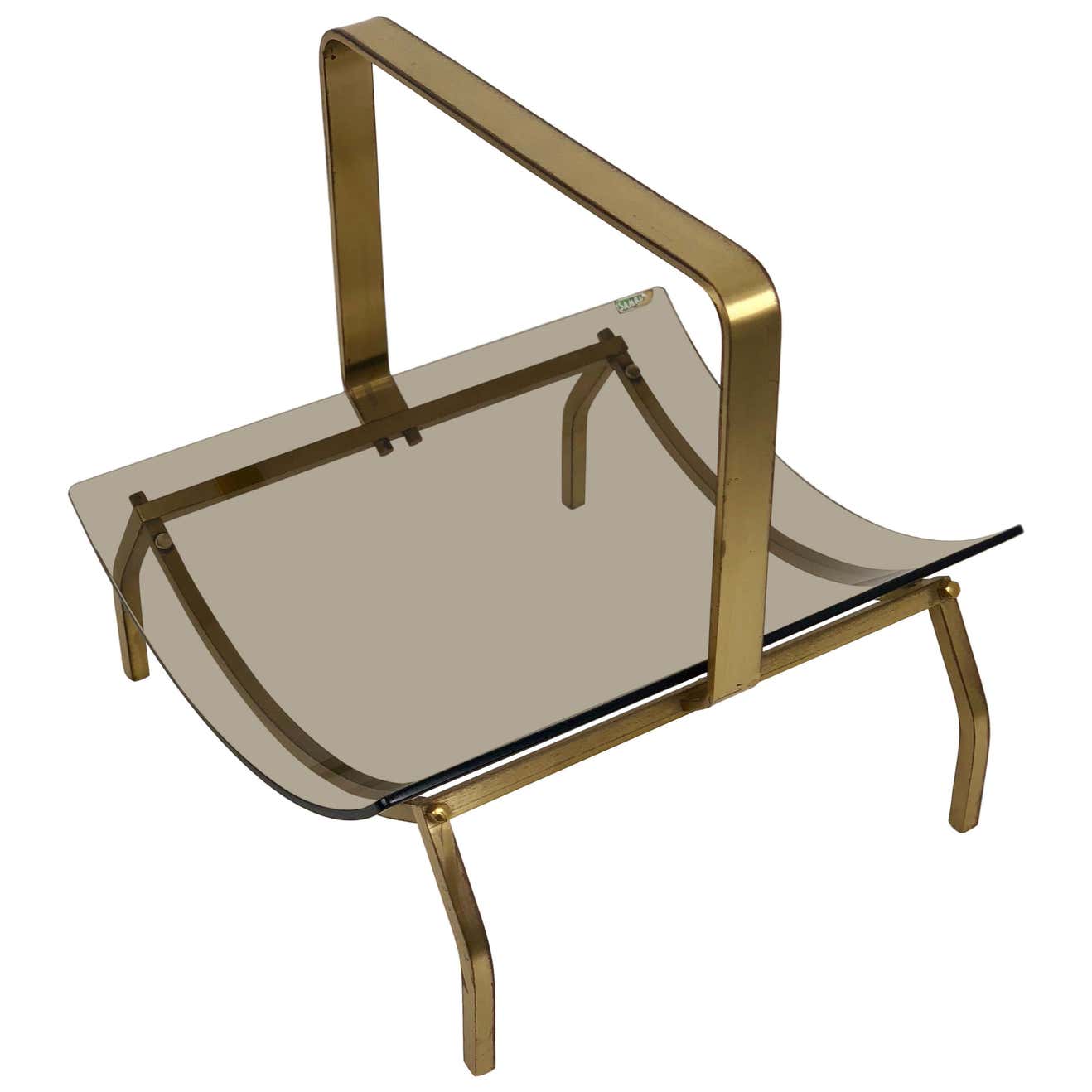 Fontana Arte Brass and Smoked Glass Magazine Rack Stand, 1960s, Italy ...