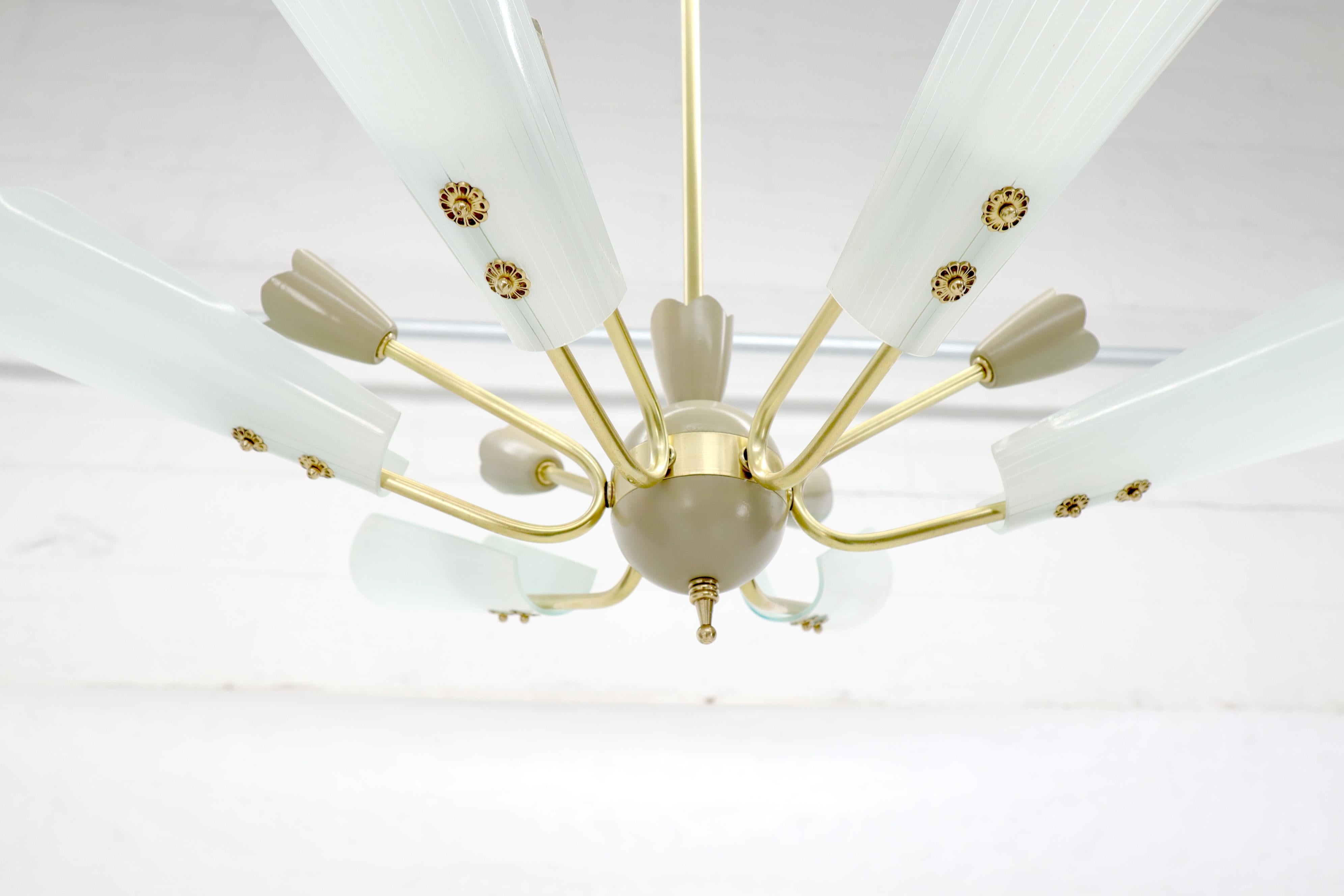 Fontana Arte Brass Sputnik Chandelier Light Fixture For Sale 4