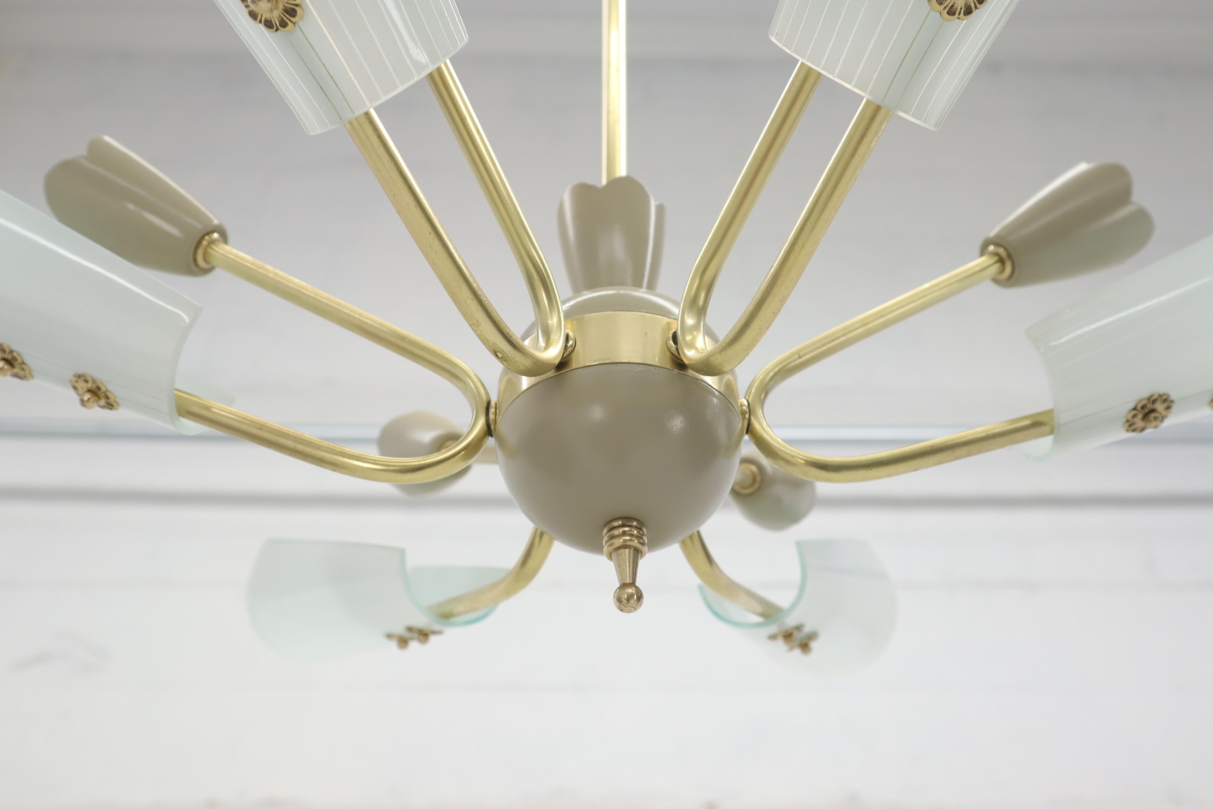 Fontana Arte Brass Sputnik Chandelier Light Fixture For Sale 6