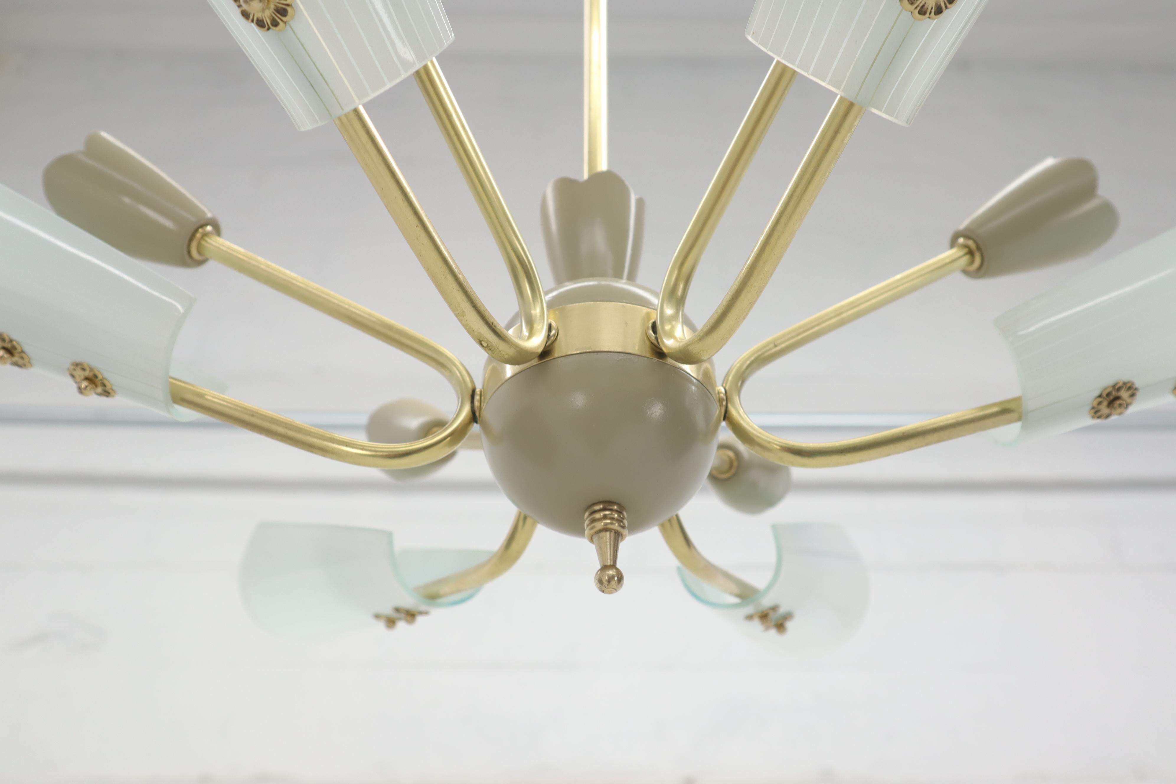 Fontana Arte Brass Sputnik Chandelier Light Fixture For Sale 16