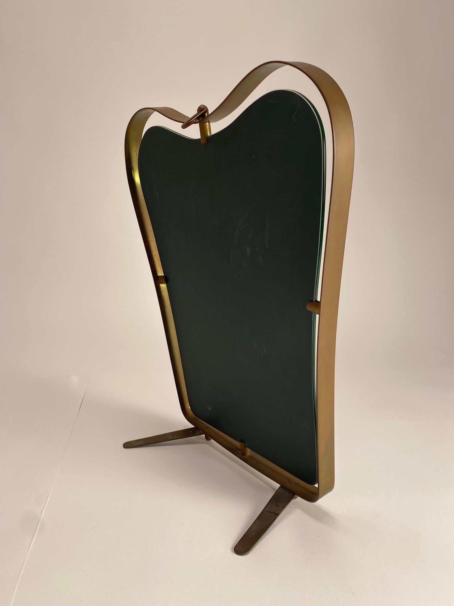 Mid-20th Century Fontana Arte, Brass table mirror, Italy, 1940s For Sale
