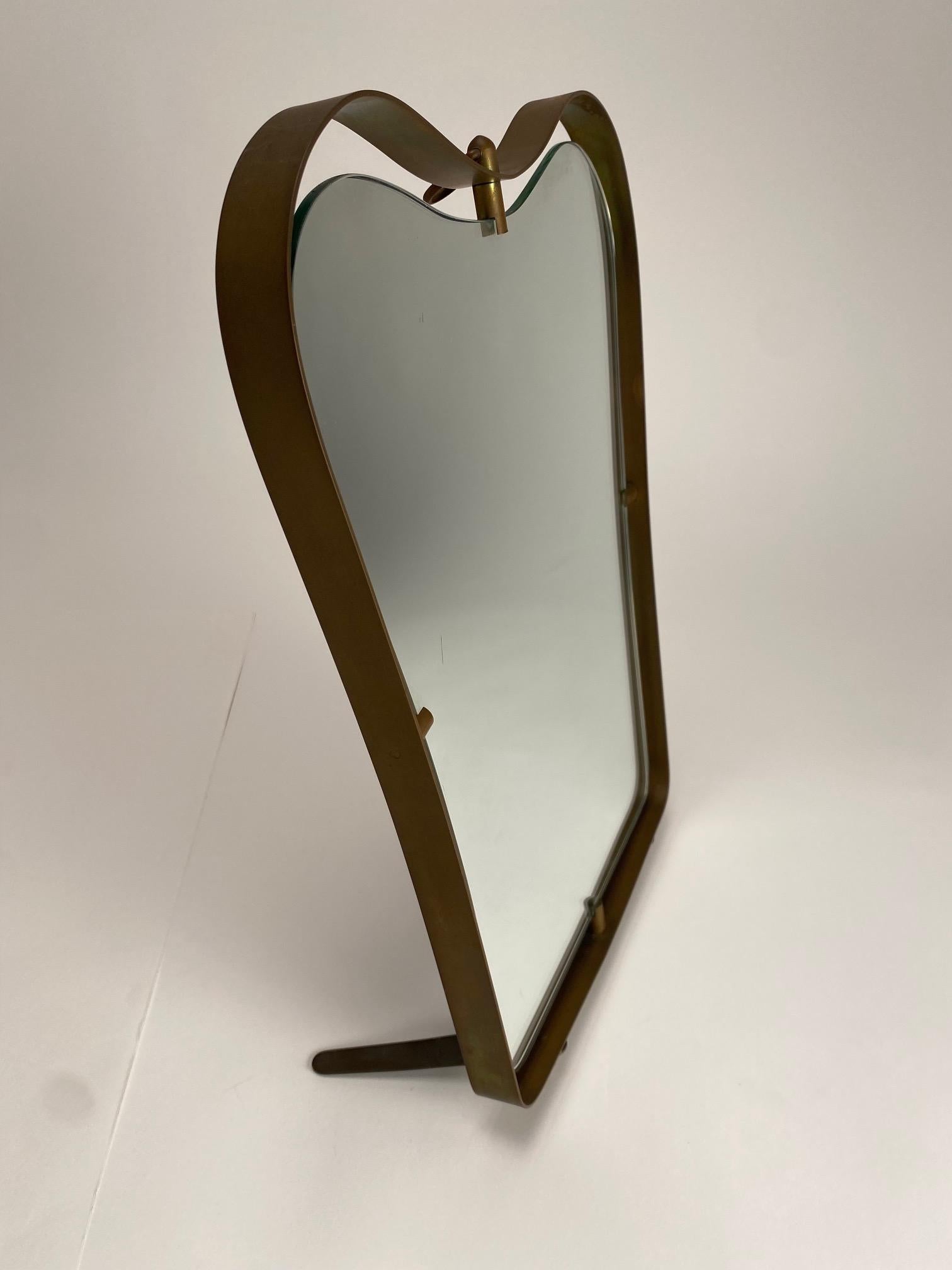 Fontana Arte, Brass table mirror, Italy, 1940s For Sale 1