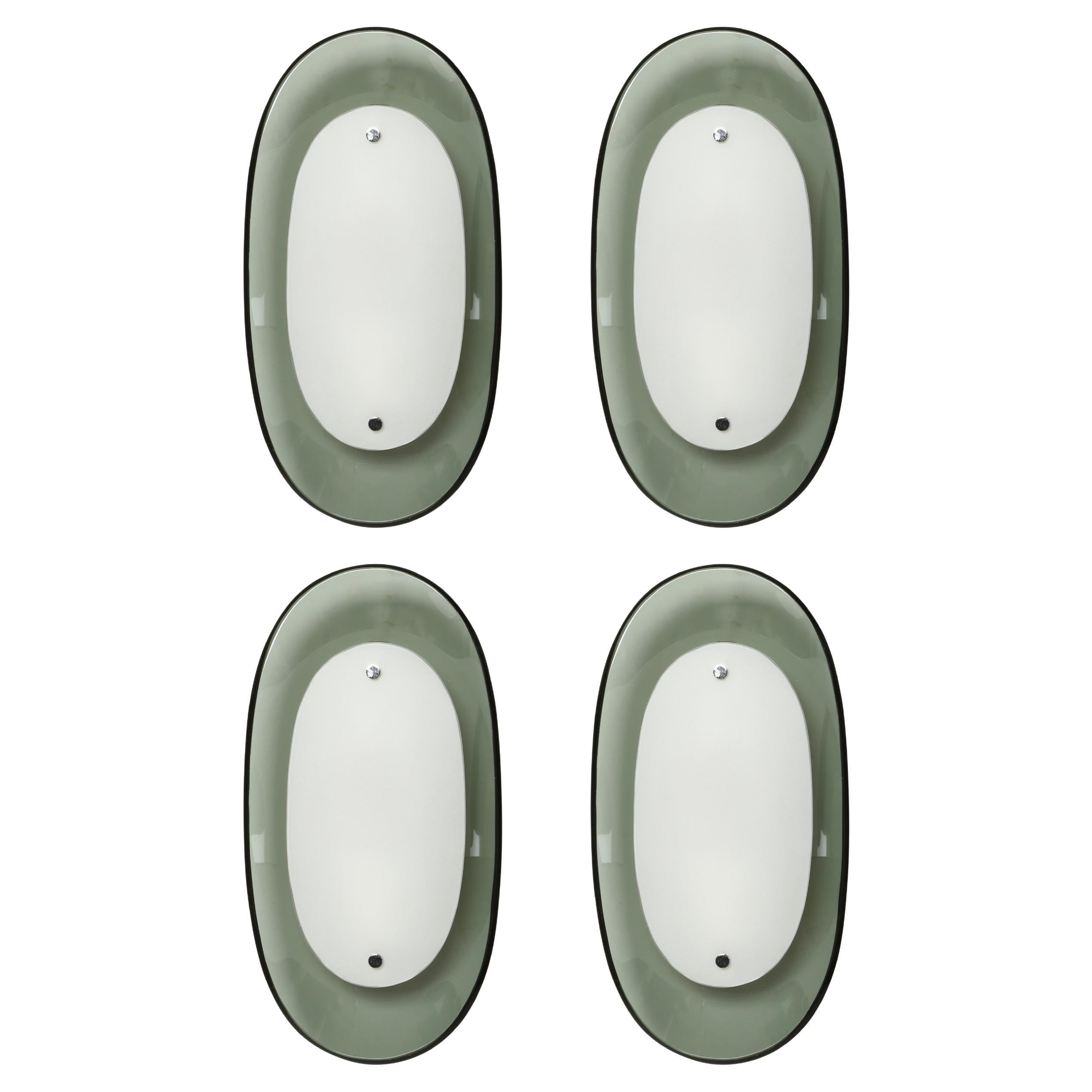 Fontana Arte by Max Ingrand sconces model 2434, set of 2, Italy circa 1960s For Sale