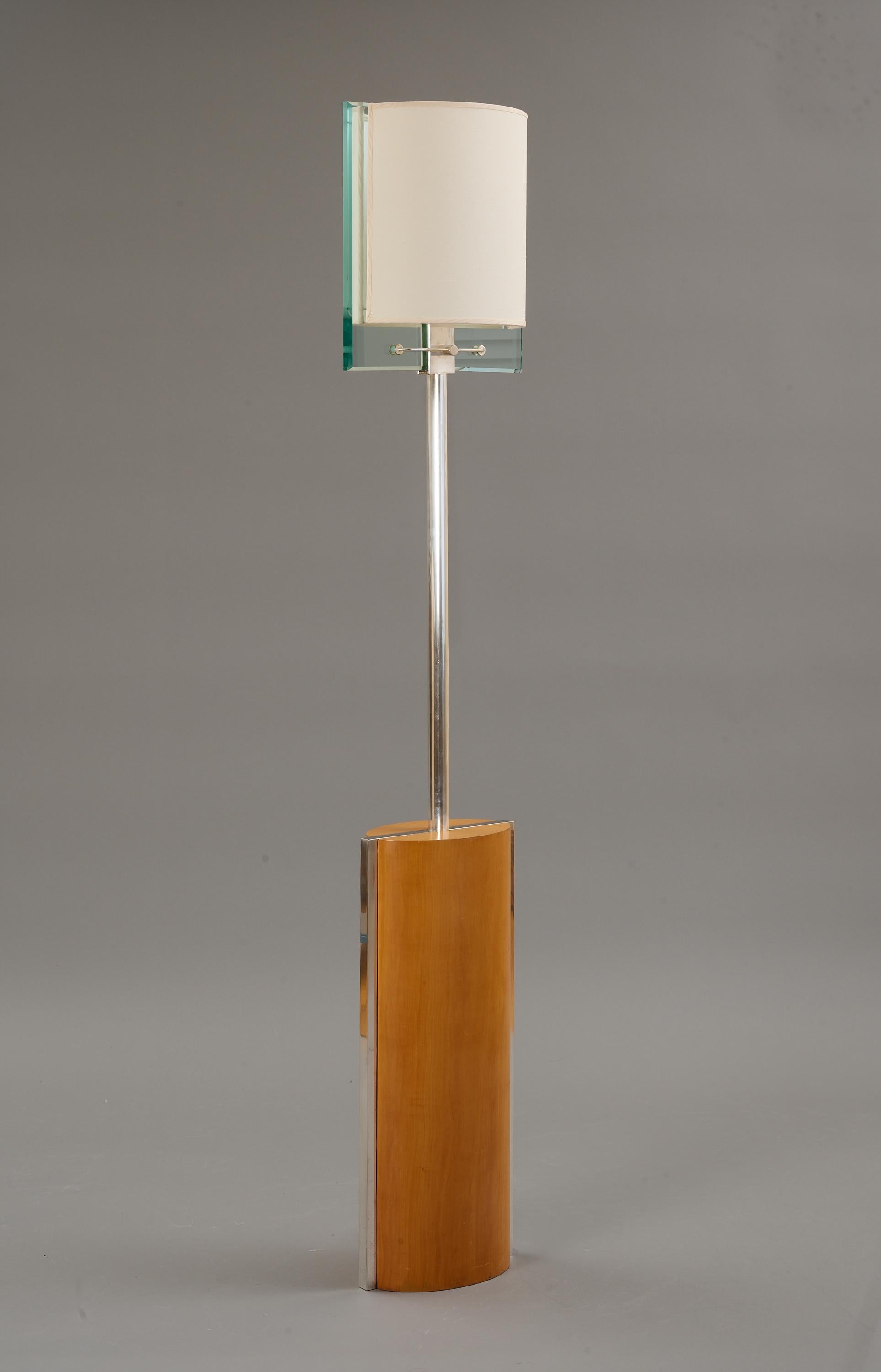 Stehlampe Fontana Arte von Nathalie Grenon aus Glas und Holz, Italien 1990 (Moderne der Mitte des Jahrhunderts) im Angebot