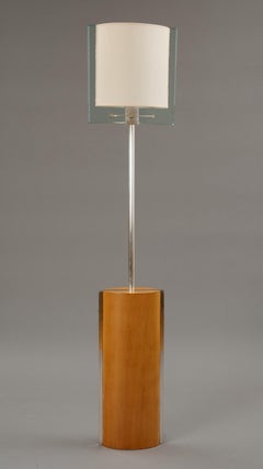 Fontana Arte by Nathalie Grenon Floor Lamp in Glass and Wood, Italy 1990