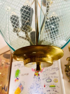 Lampadario Fontana Arte di Pietro Chiesa in vetro inciso e metallo circa 1970