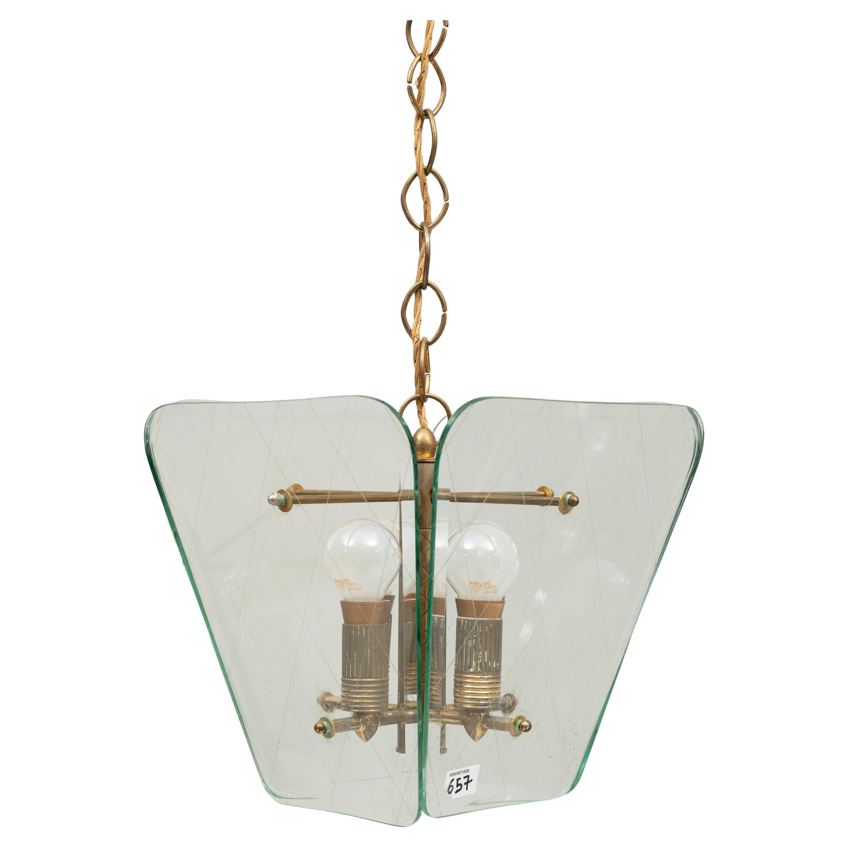 Fontana Arte by Pietro Chiesa Light pendant Glass and brass Italy 1940
