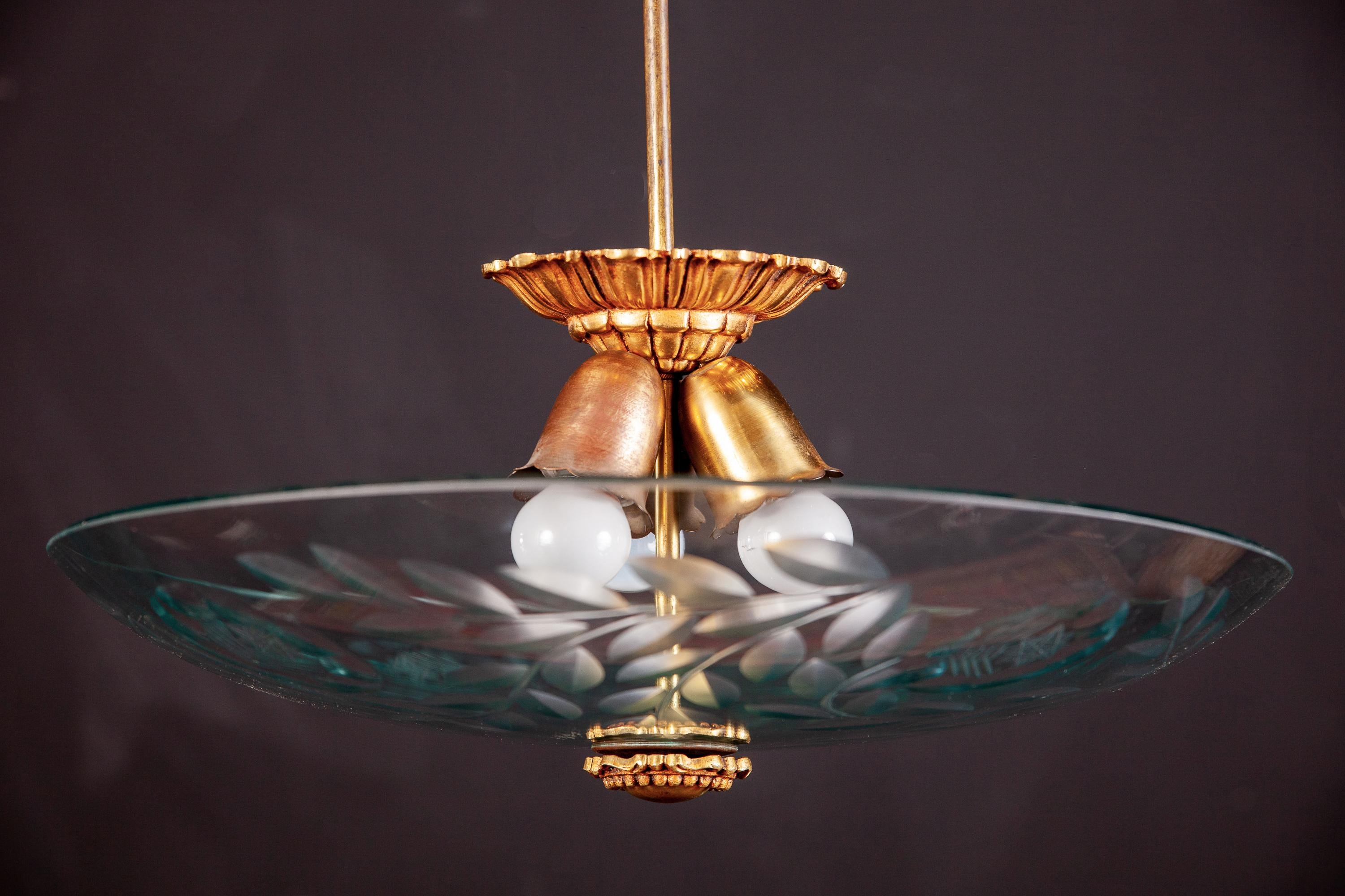 Fontana Arte Ceiling Fixture Attributed to Pietro Chiesa, Italy, circa 1935 In Excellent Condition In Rome, IT