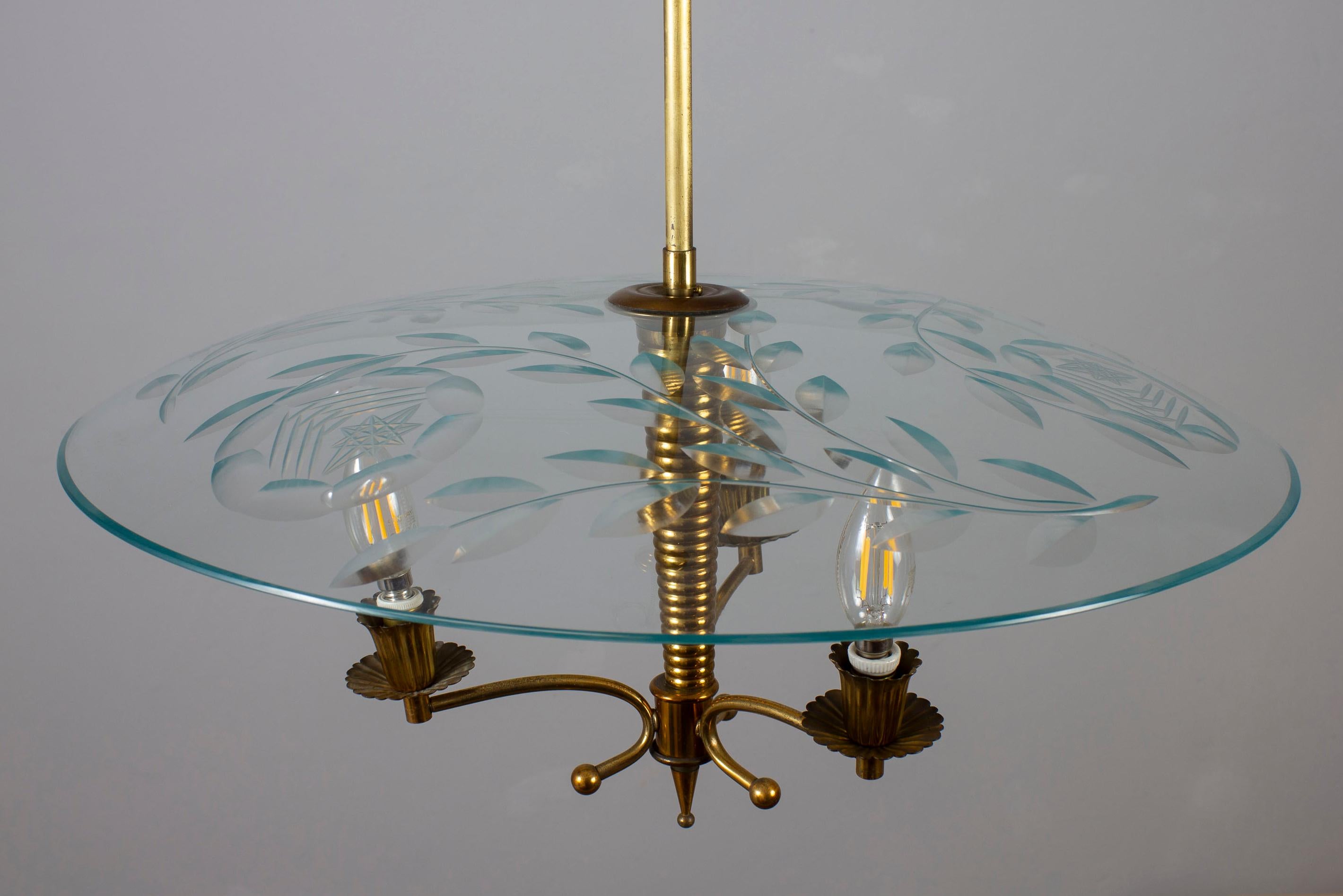 20th Century Fontana Arte Ceiling Fixture Attributed to Pietro Chiesa, Italy, circa 1935 For Sale