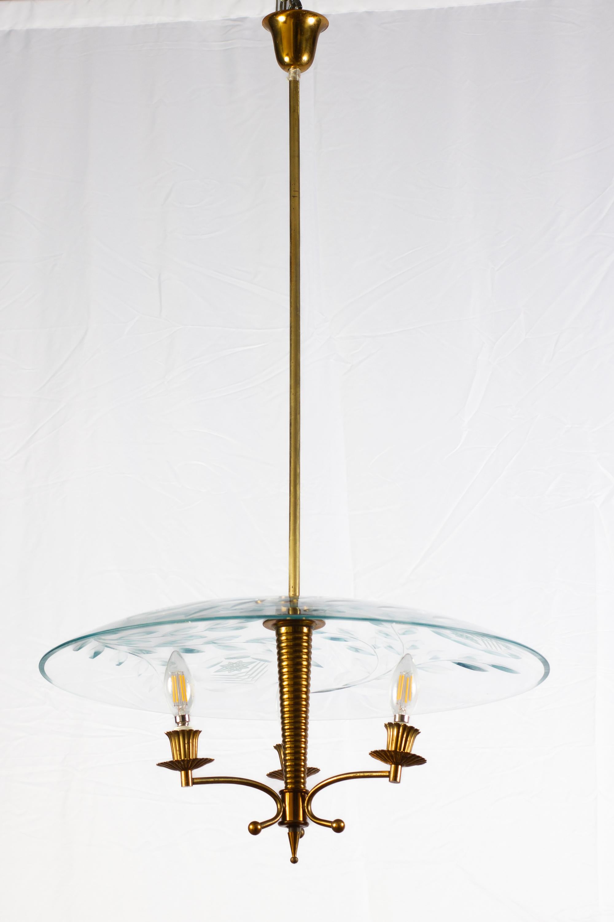 Fontana Arte Ceiling Fixture Attributed to Pietro Chiesa, Italy, circa 1935 For Sale 1