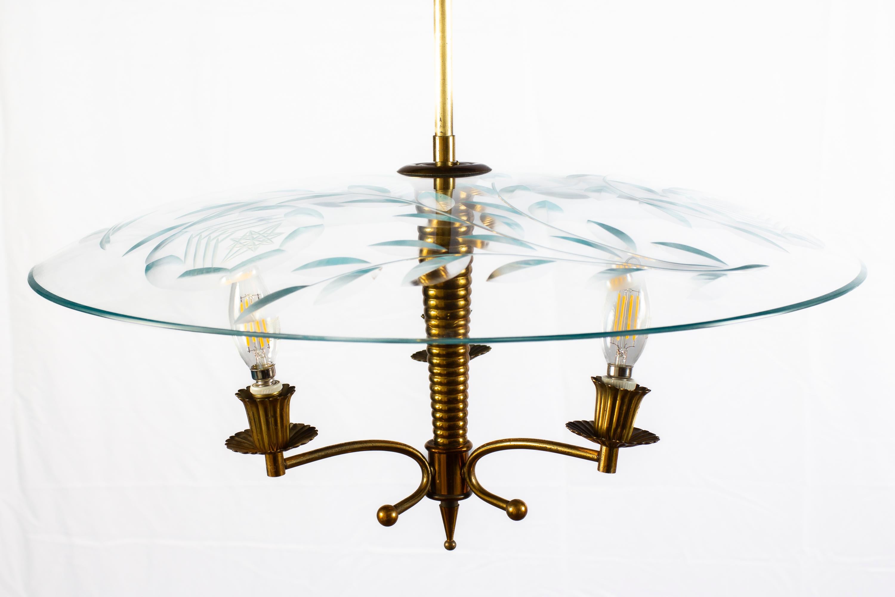 Fontana Arte Ceiling Fixture Attributed to Pietro Chiesa, Italy, circa 1935 For Sale 2