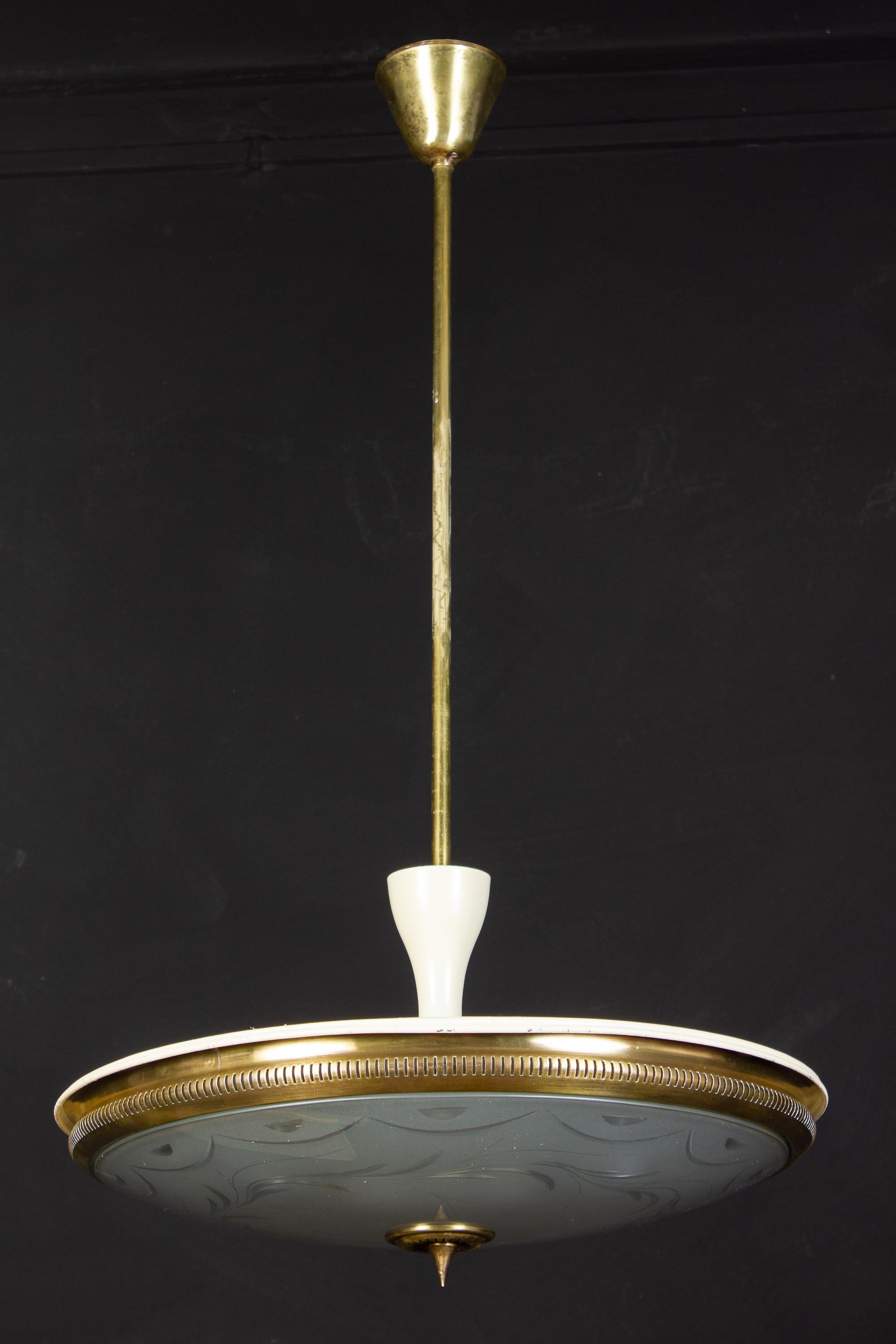 Mid-Century Modern Midcentury Ceiling Fixture or Pendant by Luigi Brusotti, Italy, 1940 For Sale