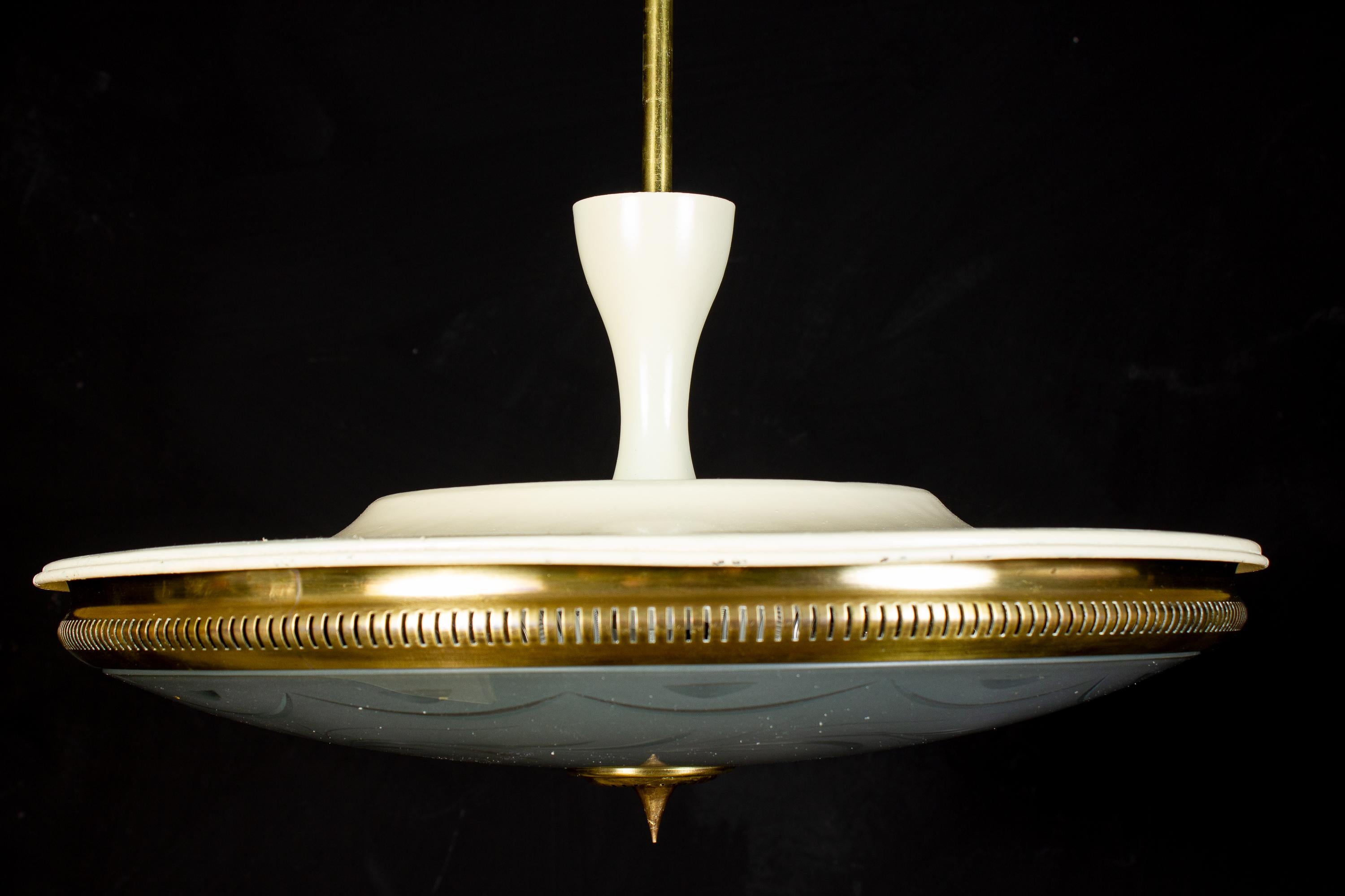 Midcentury Ceiling Fixture or Pendant by Luigi Brusotti, Italy, 1940 In Excellent Condition For Sale In Rome, IT