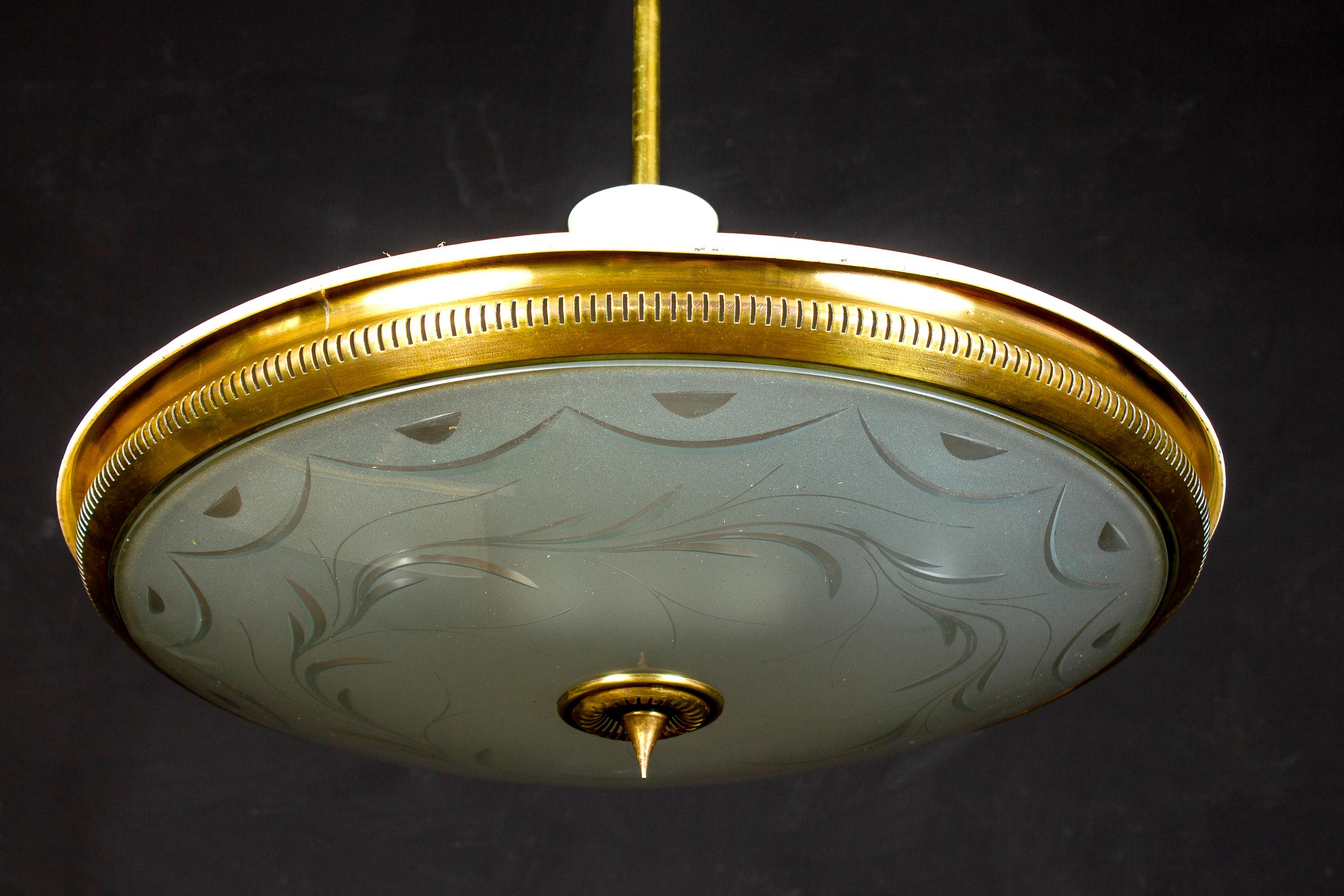 20th Century Midcentury Ceiling Fixture or Pendant by Luigi Brusotti, Italy, 1940 For Sale