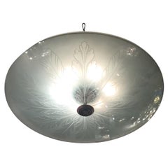 Vintage Fontana Arte Ceiling Light Brass Glass, 1940, Italy