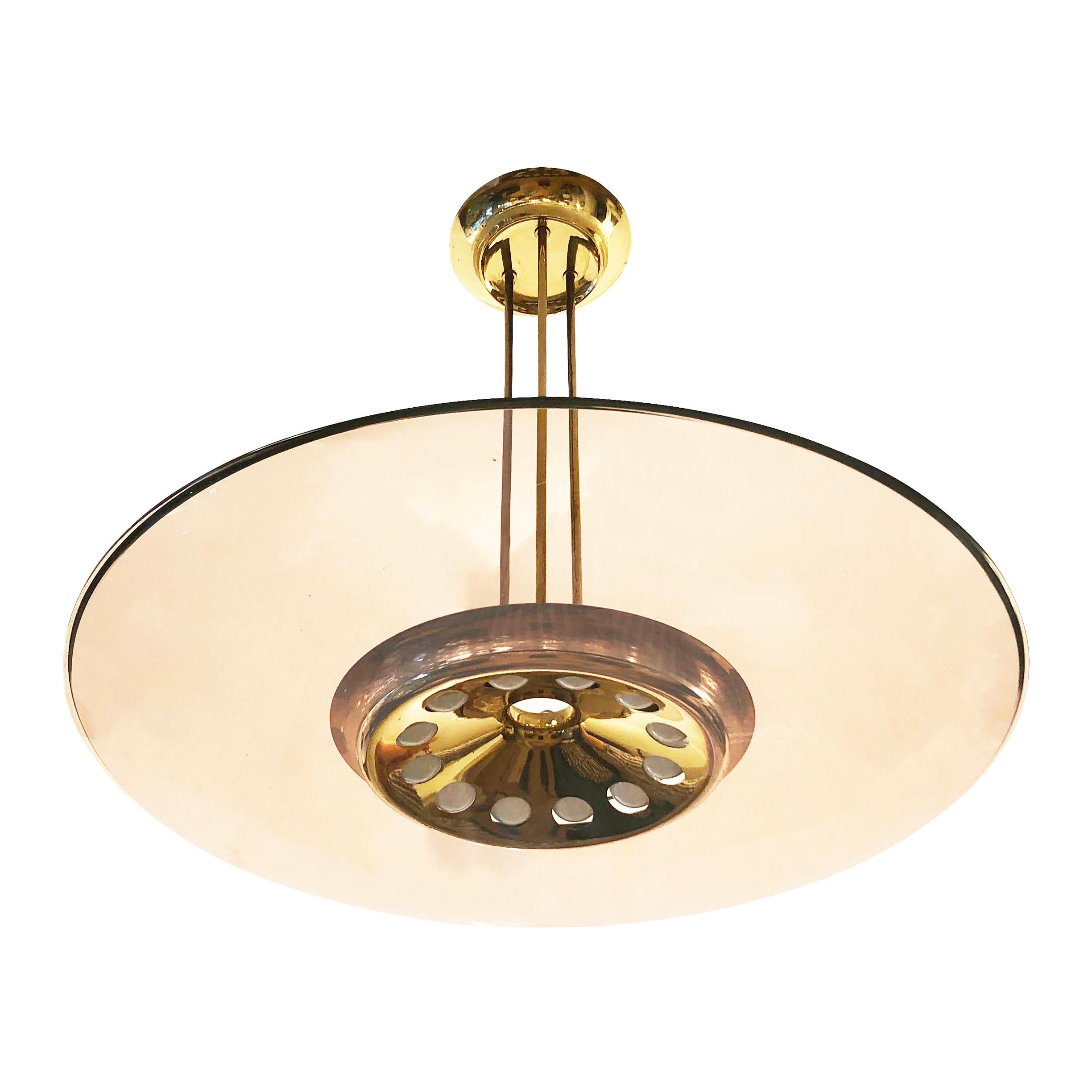 Mid-Century Modern Fontana Arte Ceiling Light Model 1508 by Max Ingrand, 2 Available