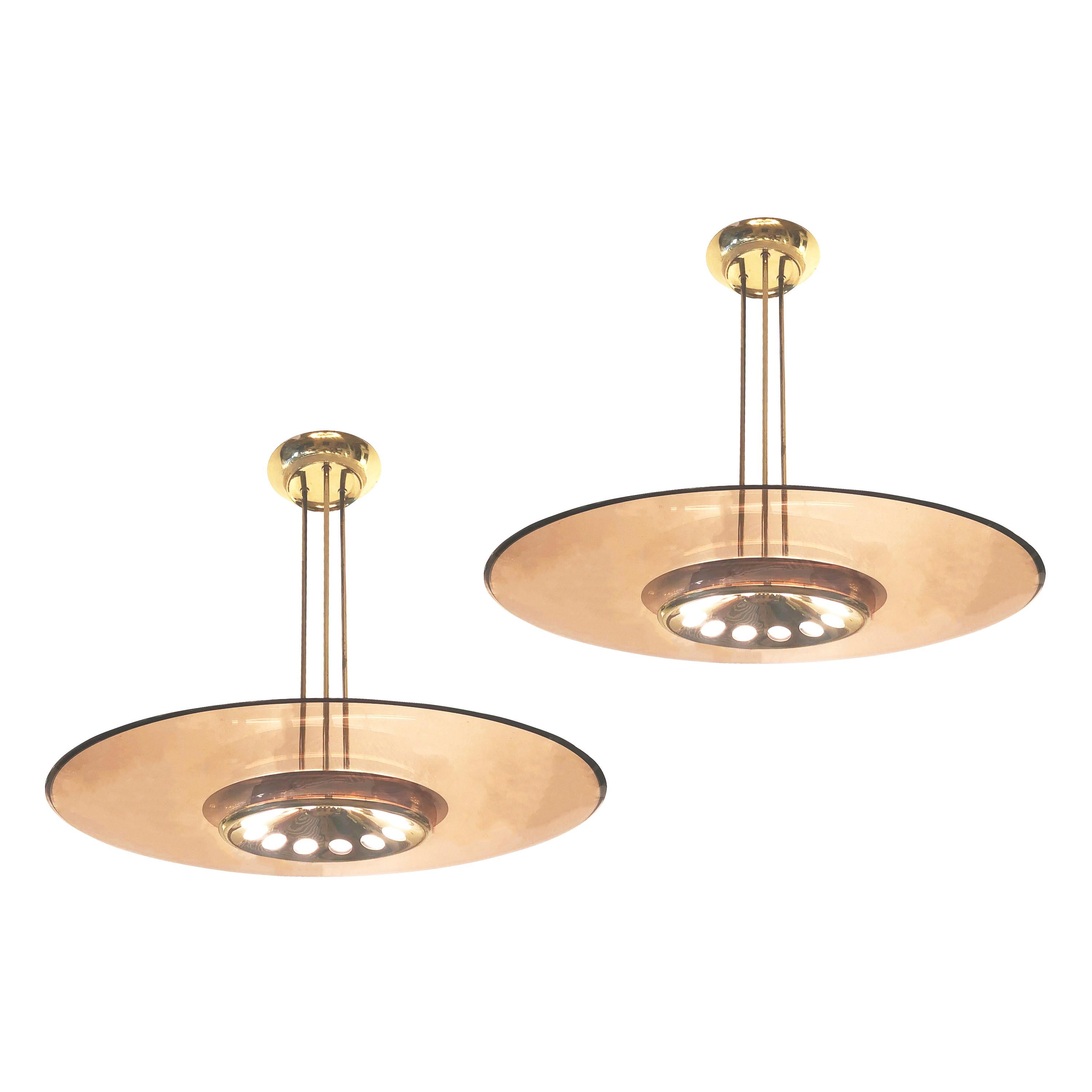 Fontana Arte Ceiling Light Model 1508 by Max Ingrand, 2 Available