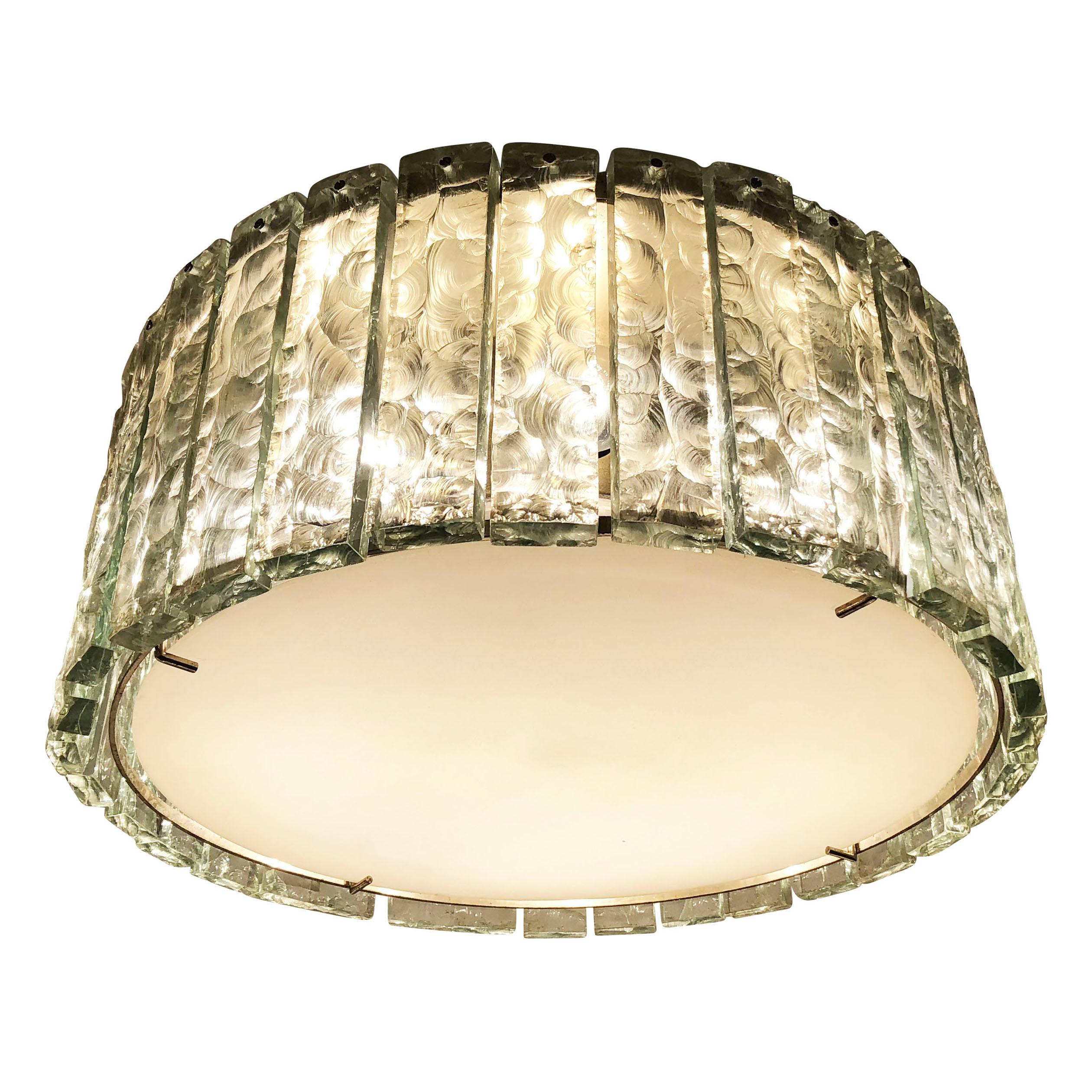 Fontana Arte Ceiling Light Model 2448 by Max Ingrand In Good Condition In New York, NY