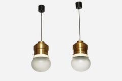Mid-Century Modern Fontana Arte Brass and Glass Ceiling Pendant, 1960s