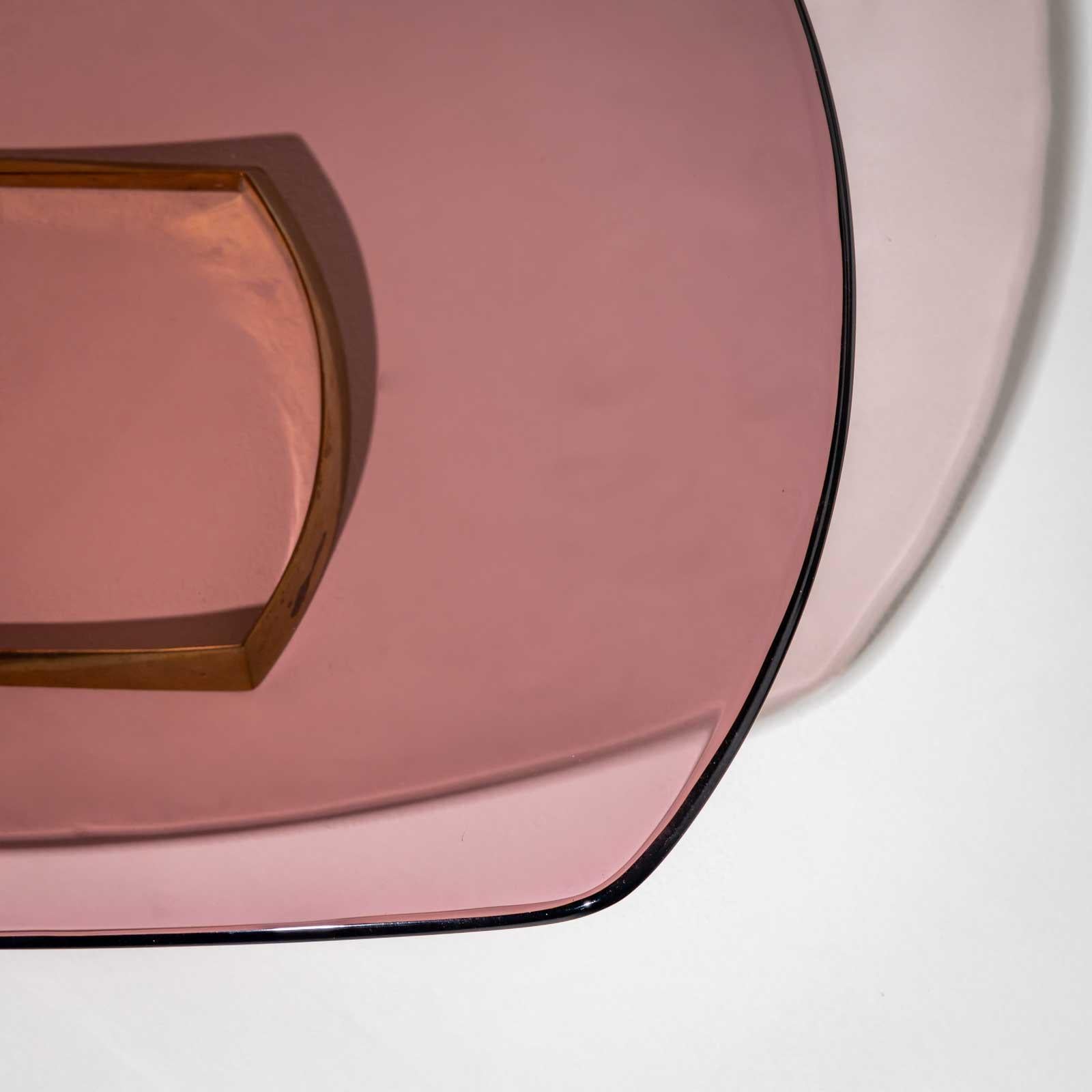 Fontana Arte Centerpiece in Rosé Glass and Brass, Italy, c. 1956 For Sale 2