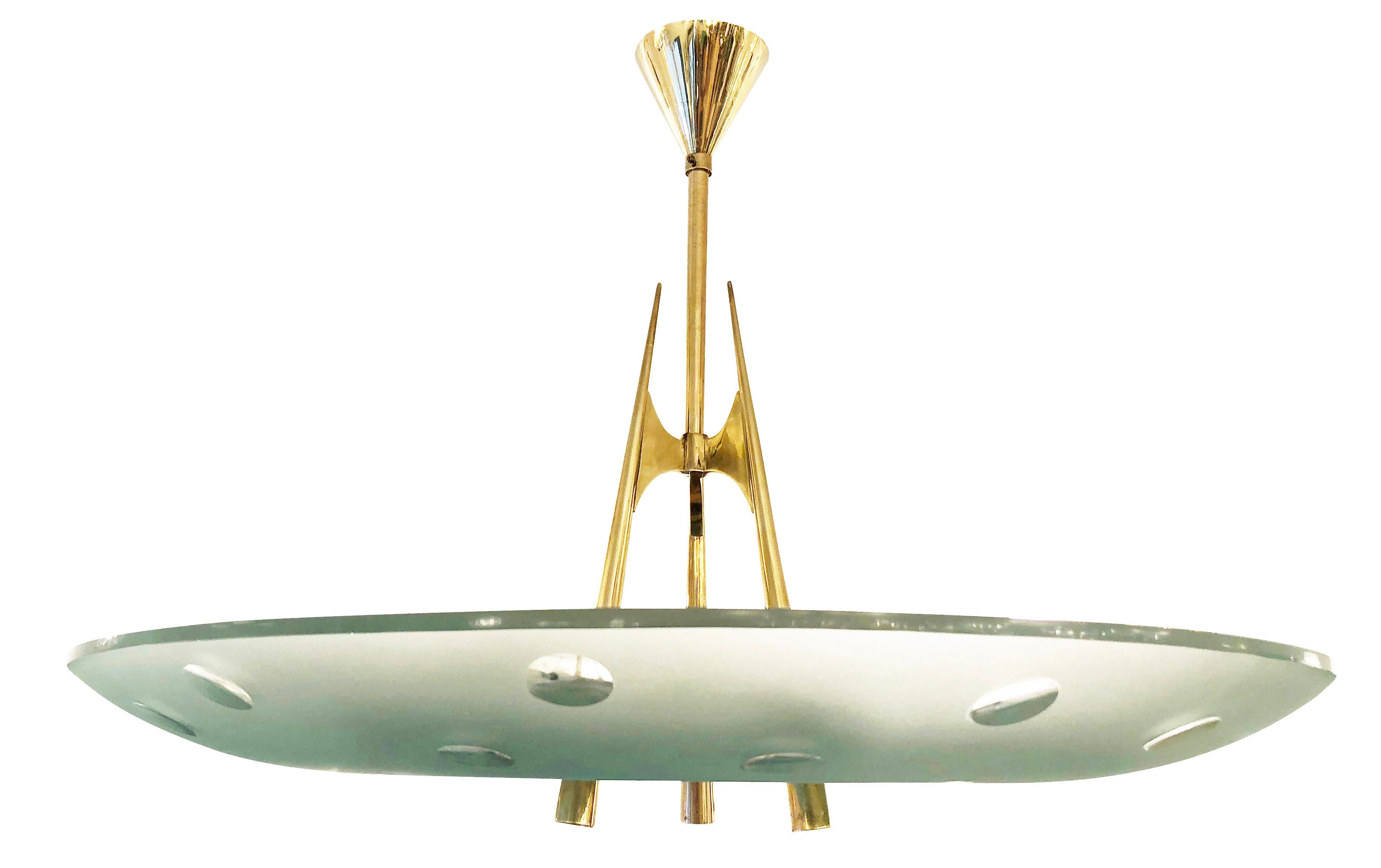 Mid-20th Century Fontana Arte Chandelier by Max Ingrand, Italy, 1955