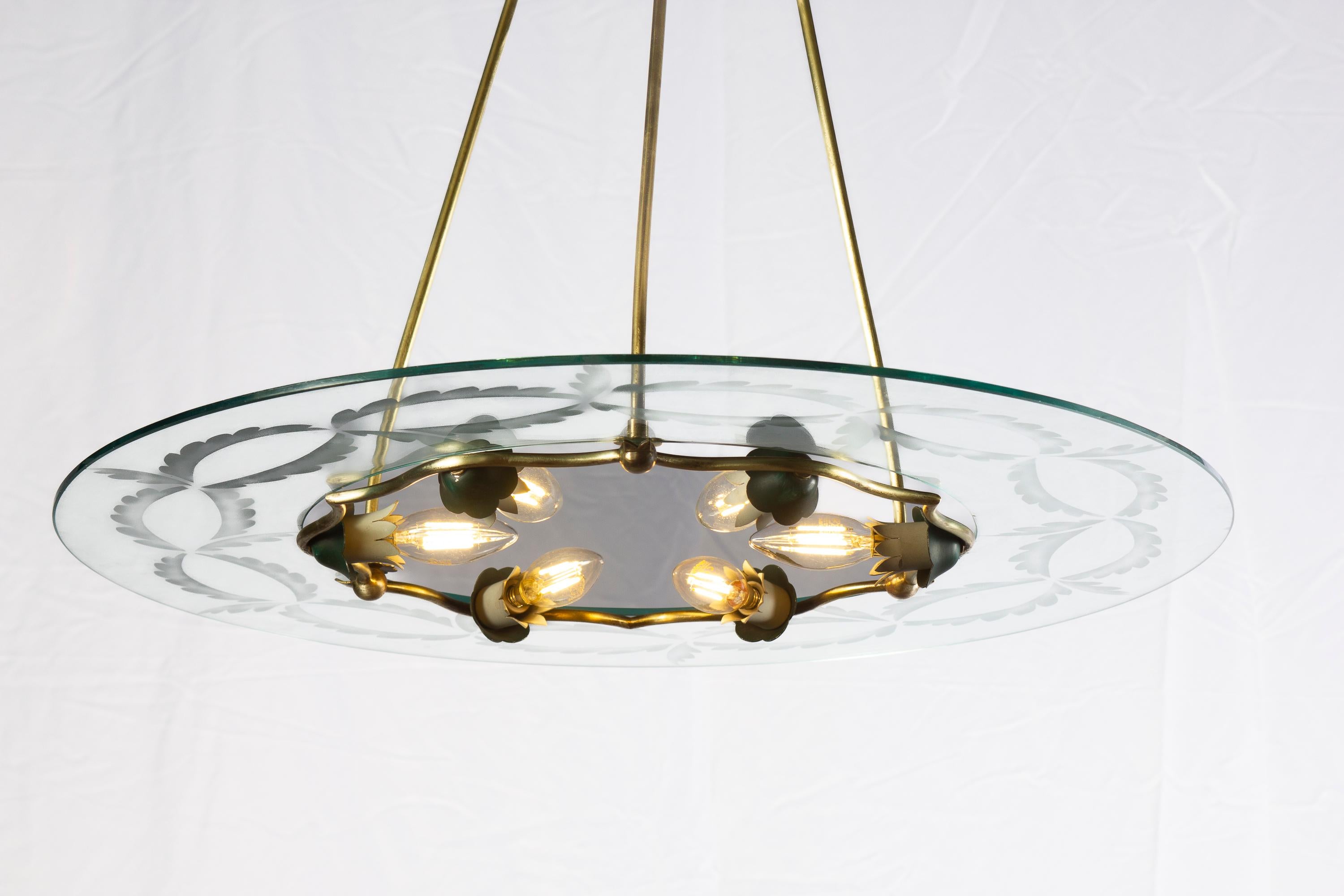 Mid-Century Modern  Fontana Arte Chandelier  by Pietro Chiesa, Italy, 1940s For Sale