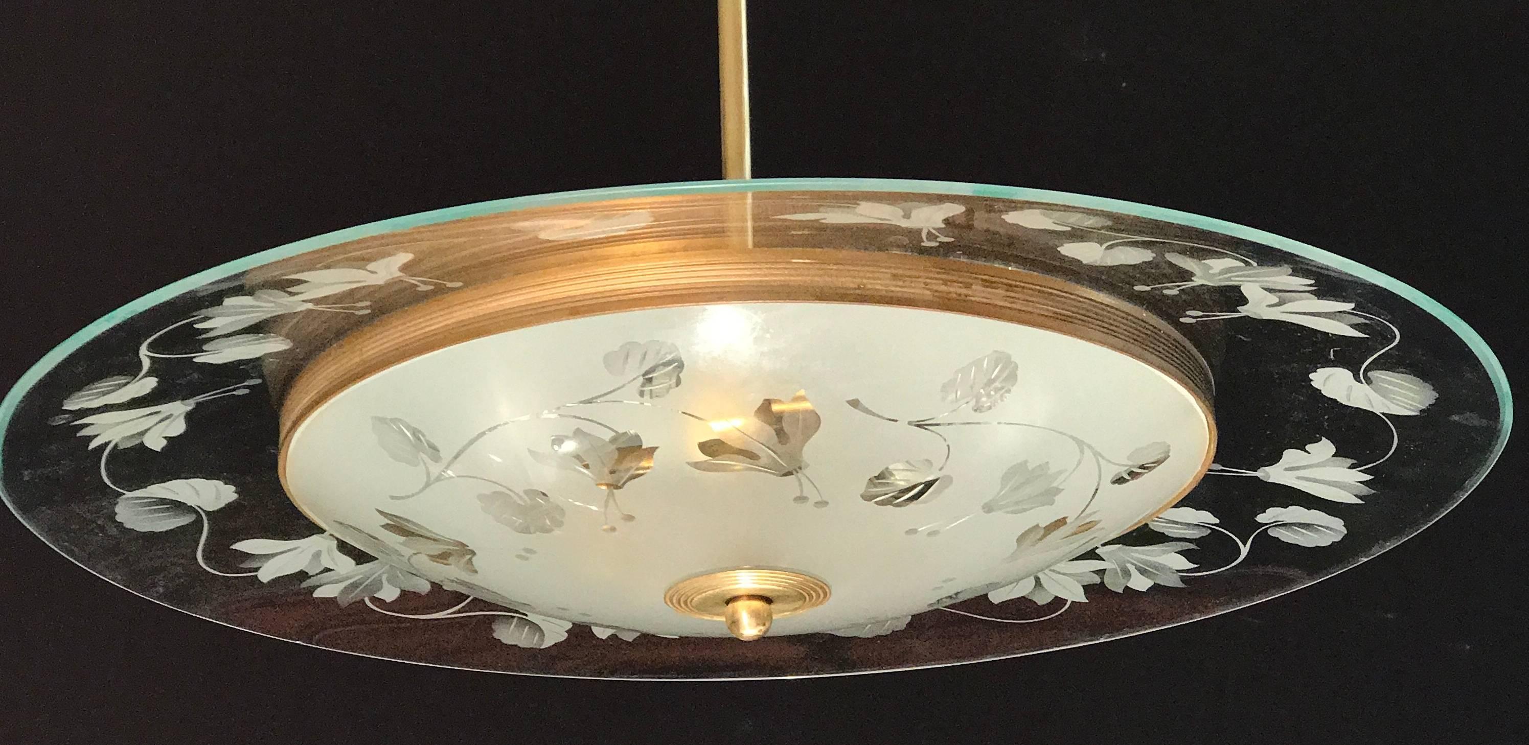 Fontana Arte Chandelier by Pietro Chiesa, Italy, 1940s In Excellent Condition In Rome, IT