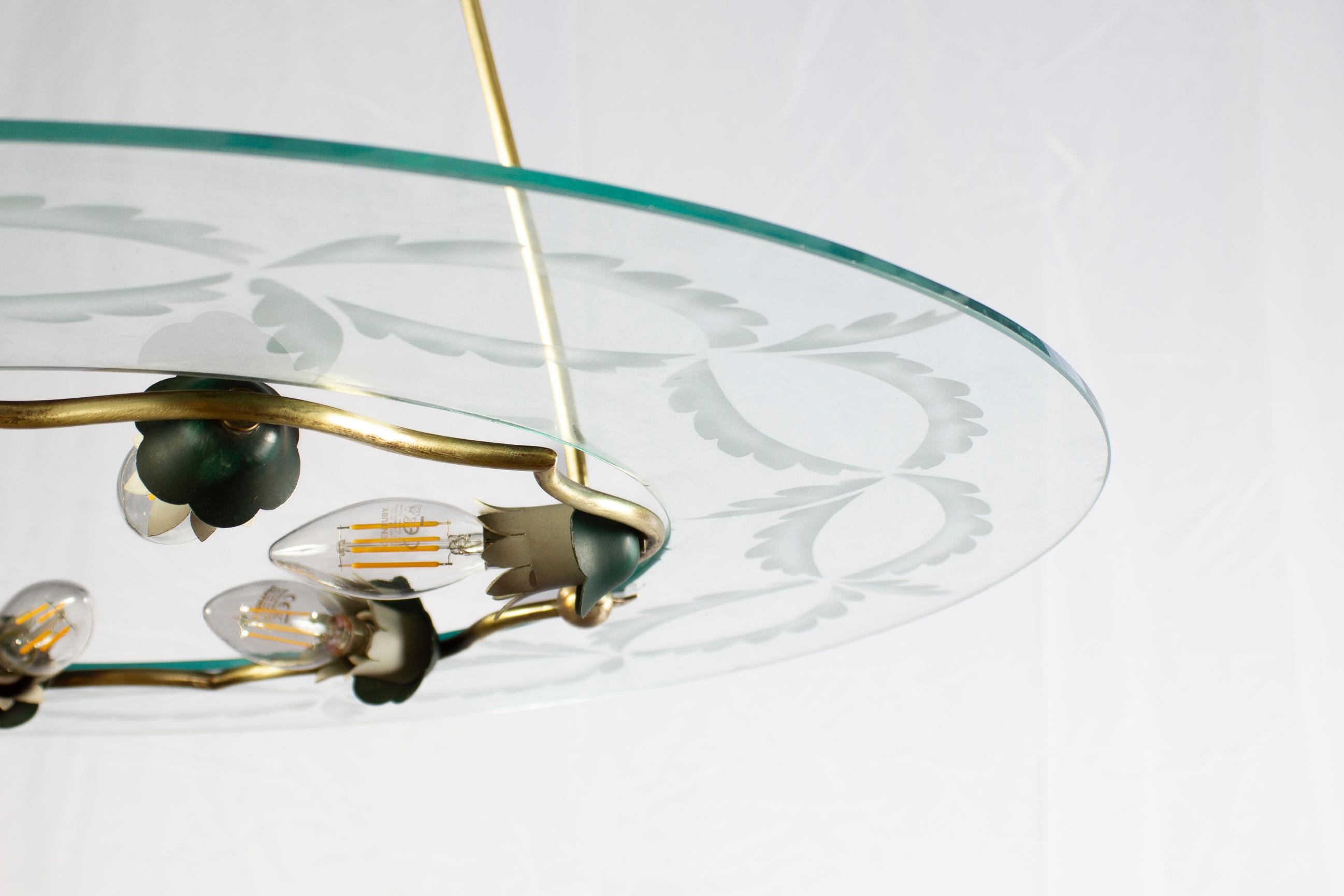  Fontana Arte Chandelier  by Pietro Chiesa, Italy, 1940s In Excellent Condition For Sale In Rome, IT