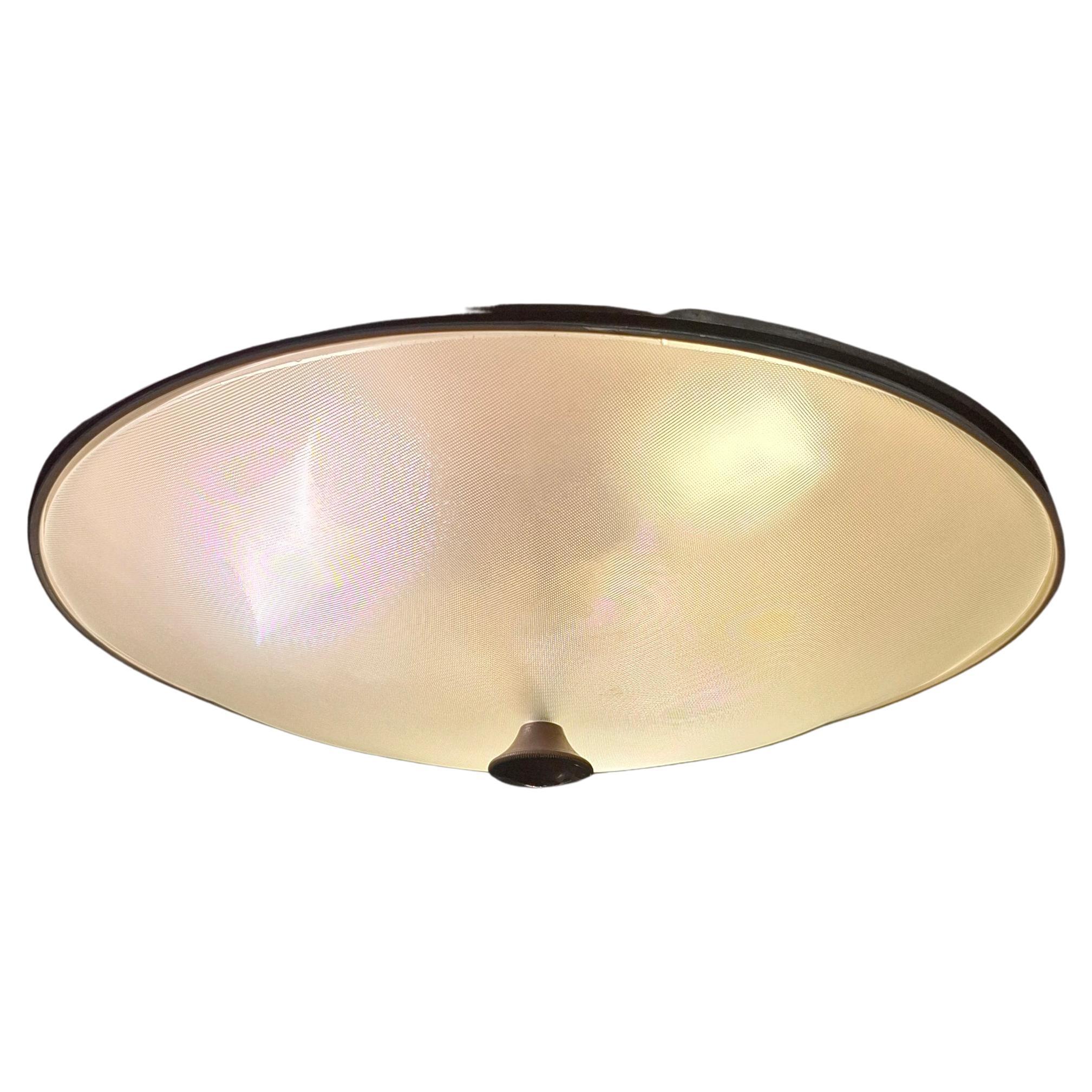 Fontana Arte Chandelier/Ceilling Light Brass Glass Metal, 1950, Italy