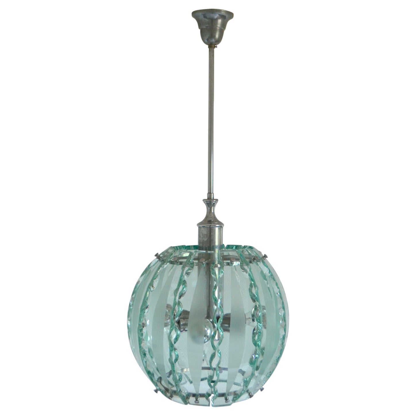 Lustre Fontana Arte en verre et chrome, 04 Zero Quatro