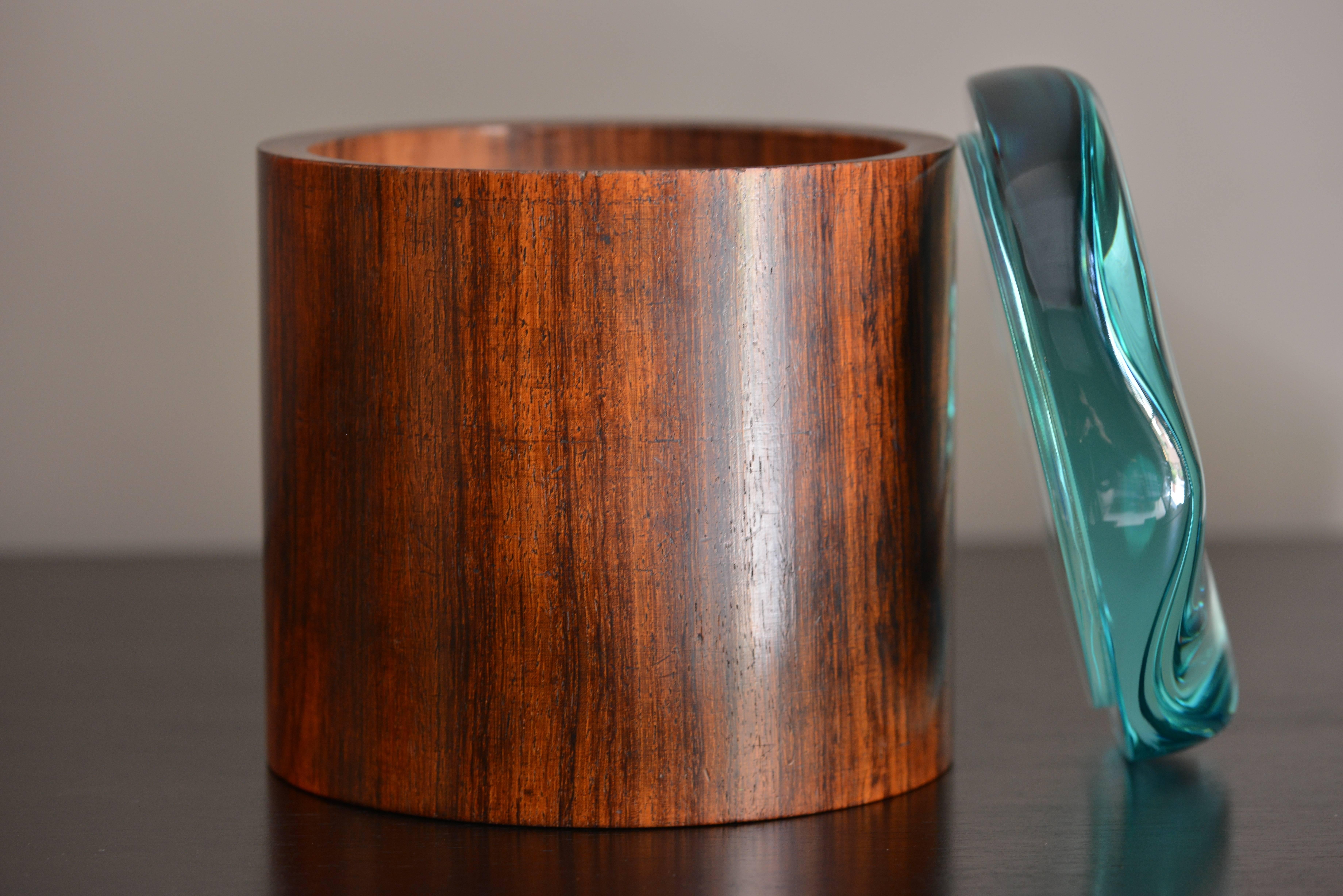 Mid-Century Modern Fontana Arte, Circular Lid Box in Wood and Glass, Italy, before 1948 For Sale