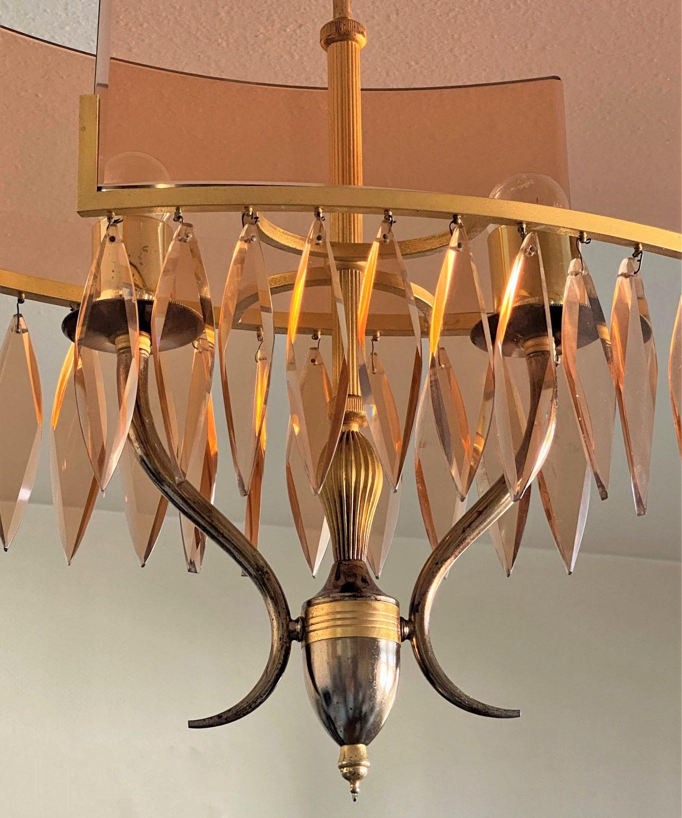 Fontana Arte Clear Rose Glass Chandelier Atributed to Pietro Chiesa Italy, 1940s For Sale 4