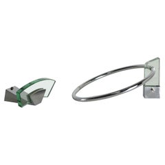 Fontana Arte Coat Racks Glass Chromed Steel Midcentury Italy 1960s Set of 2