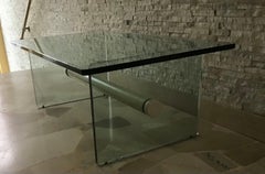 Table basse Fontana Arte verre métallique 1969 Italie