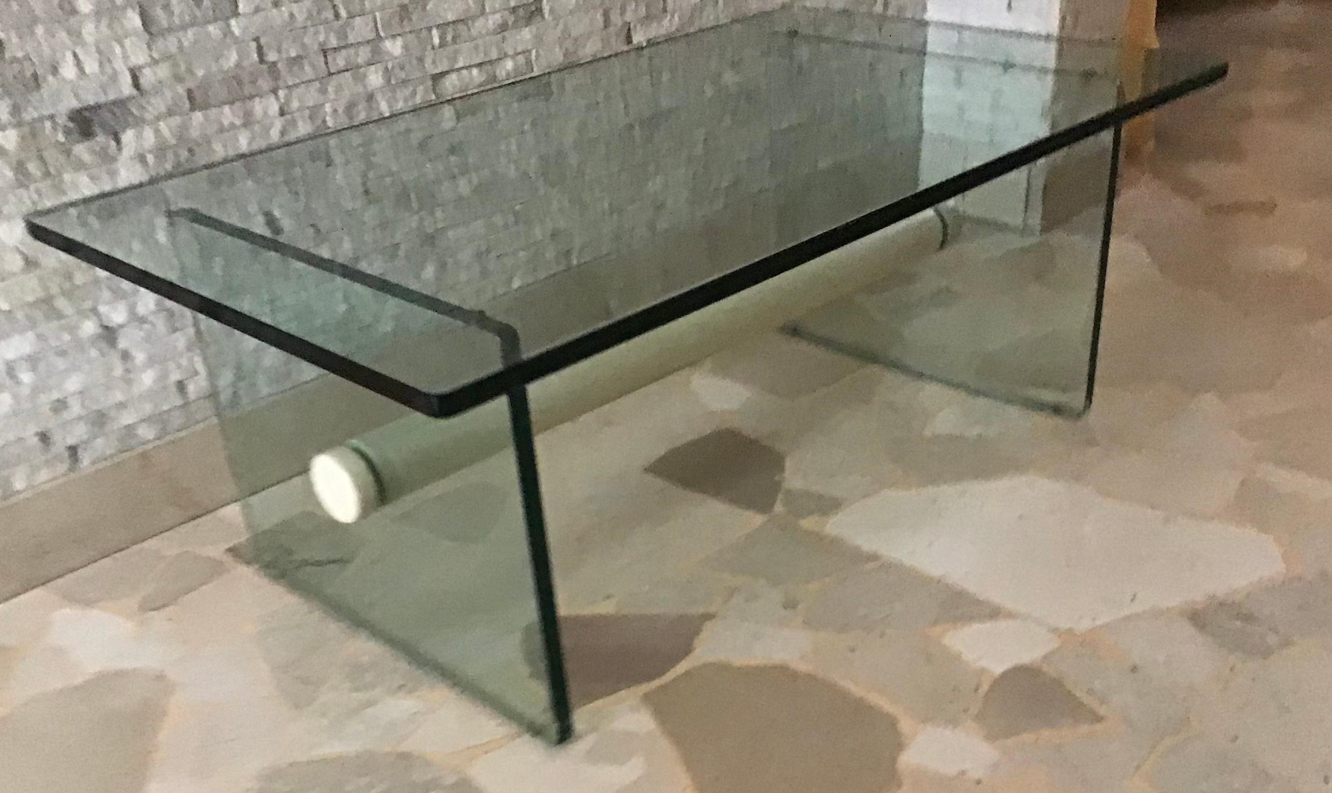 Mesa de centro Fontana Arte Cristal Metal 1969 Italia siglo XX en venta