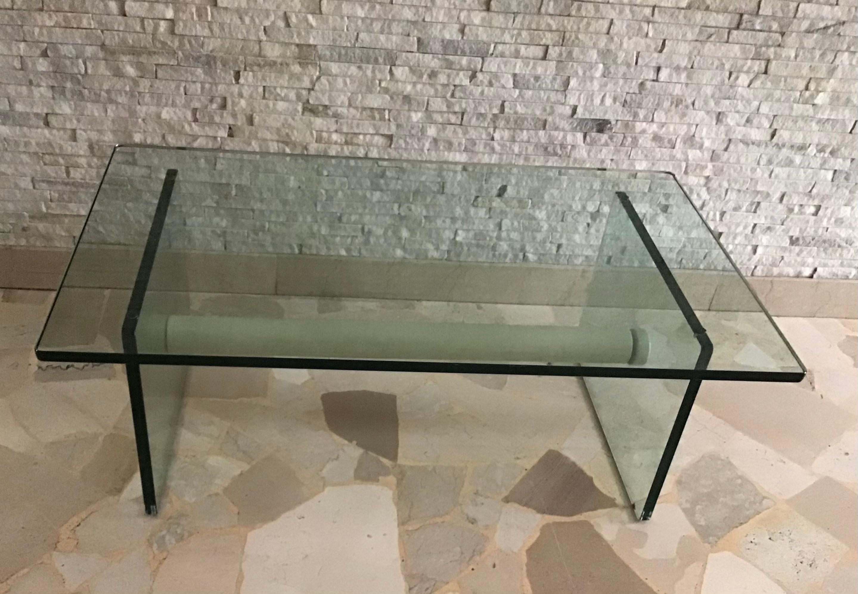 Fontana Arte Coffee Table Glass Metal 1969 Italy For Sale 1