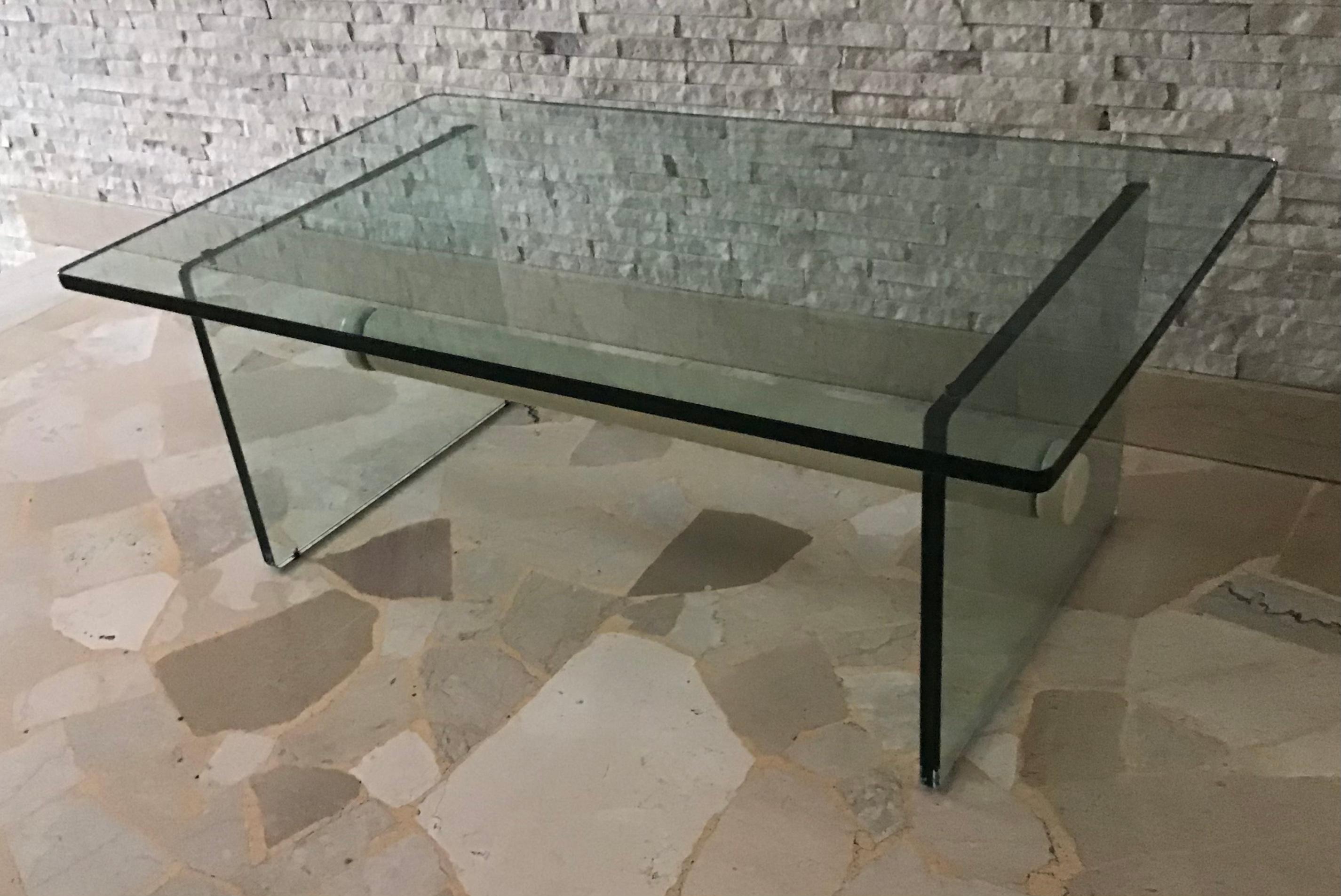 Fontana Arte Coffee Table Glass Metal 1969 Italy For Sale 2