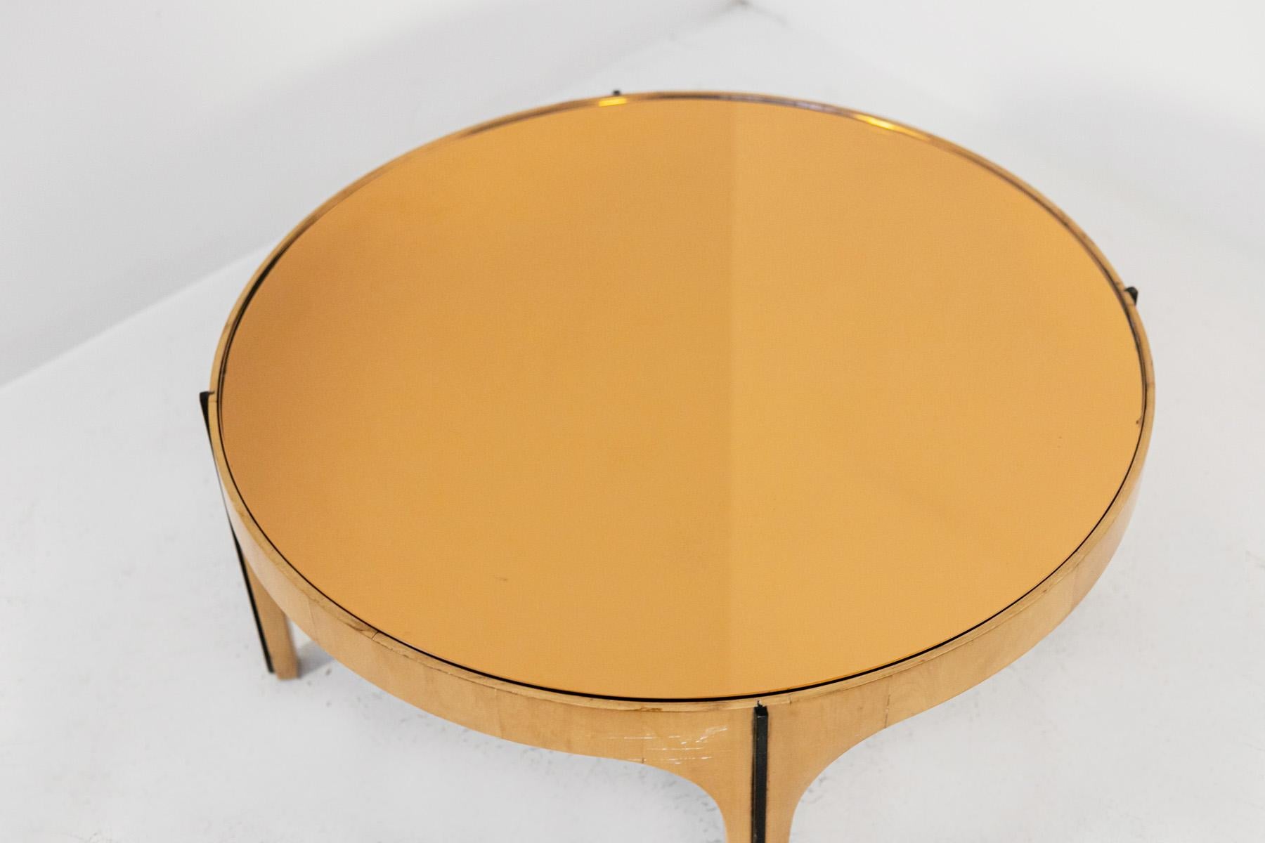 Mid-20th Century Fontana Arte Coffee Table in Maple Wood and Mirrored Glass