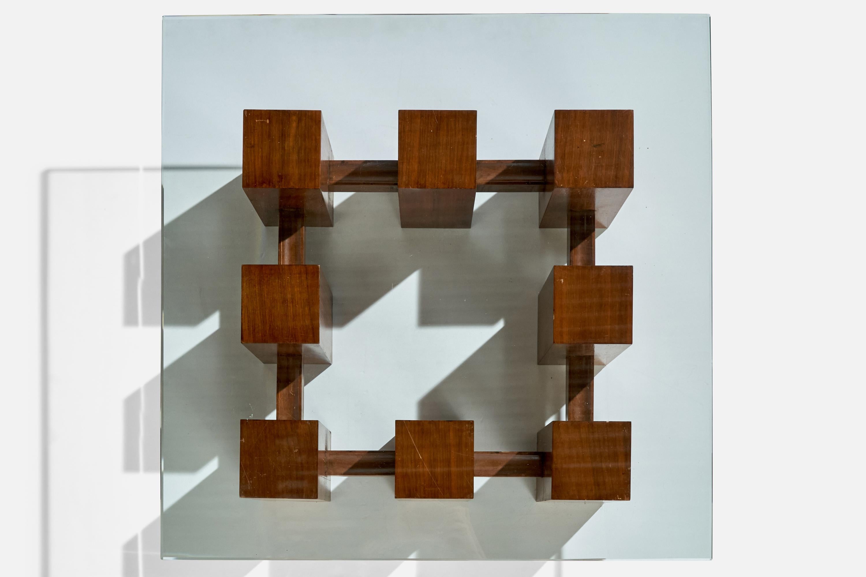 Fontana Arte, Coffee Table, Walnut, Glass, Italy, 1960s For Sale 1