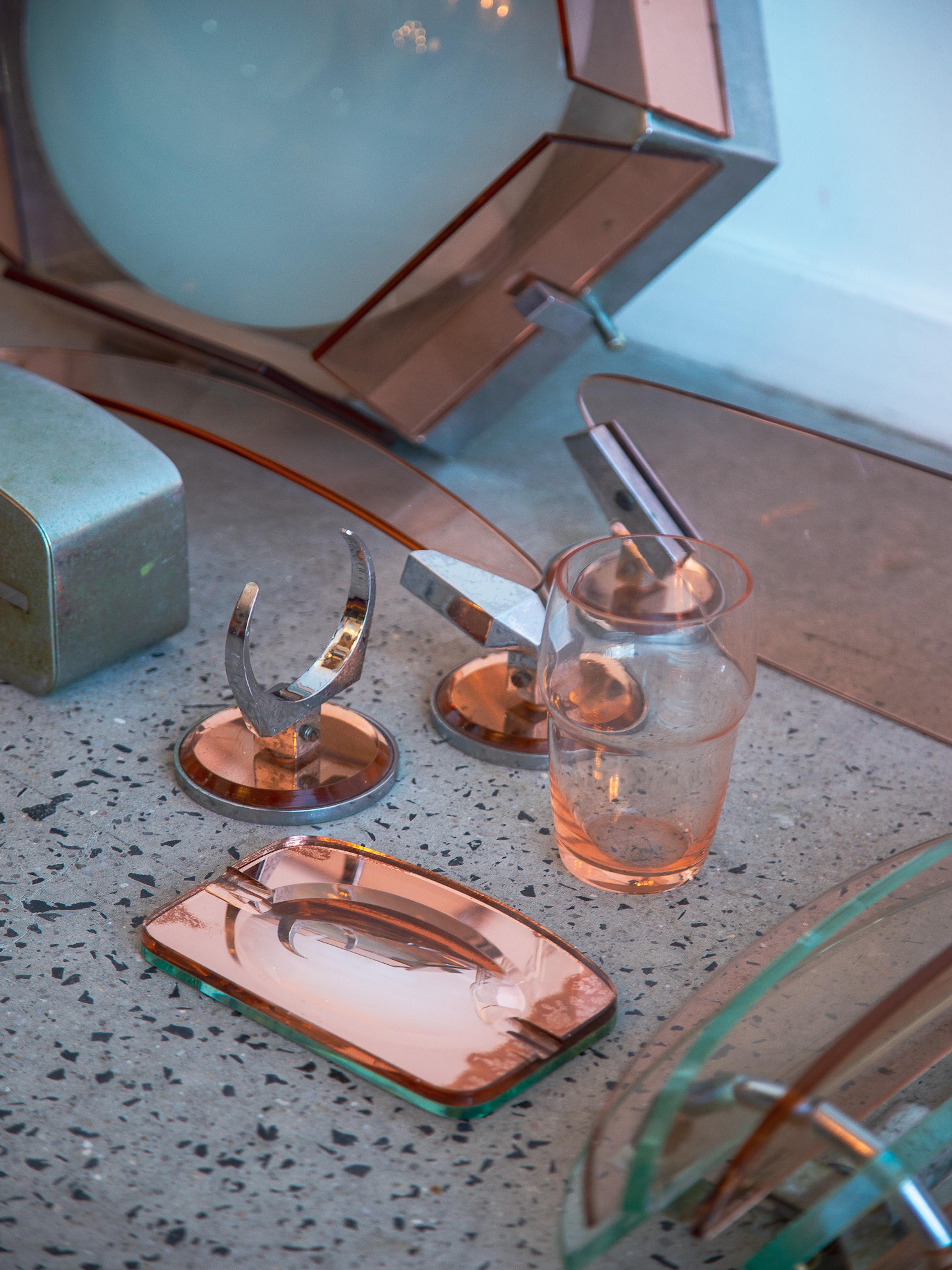 Veca Complete Bathroom Set in Chrome & Murano Glass For Sale 5
