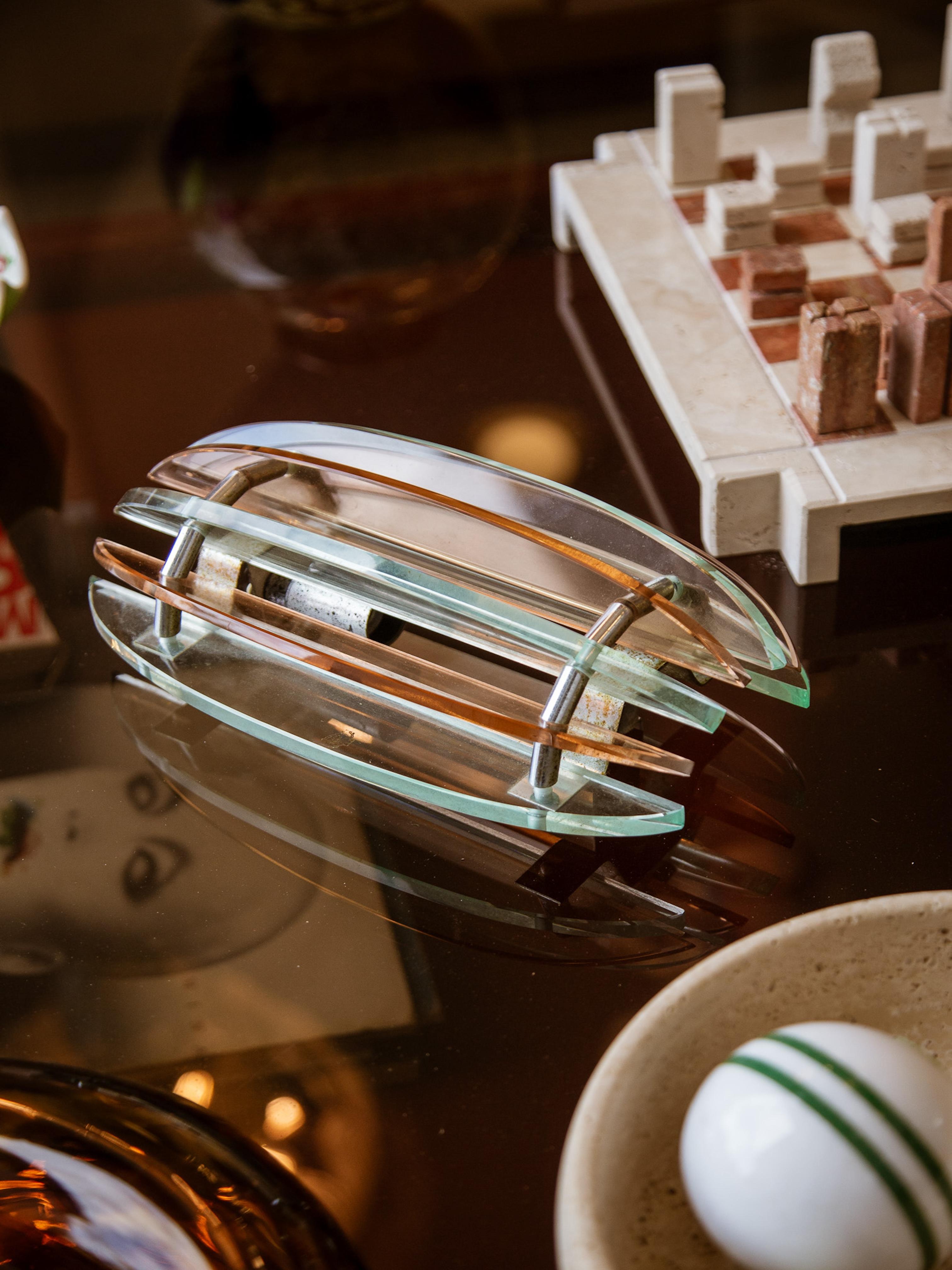 Veca Complete Bathroom Set in Chrome & Murano Glass For Sale 8