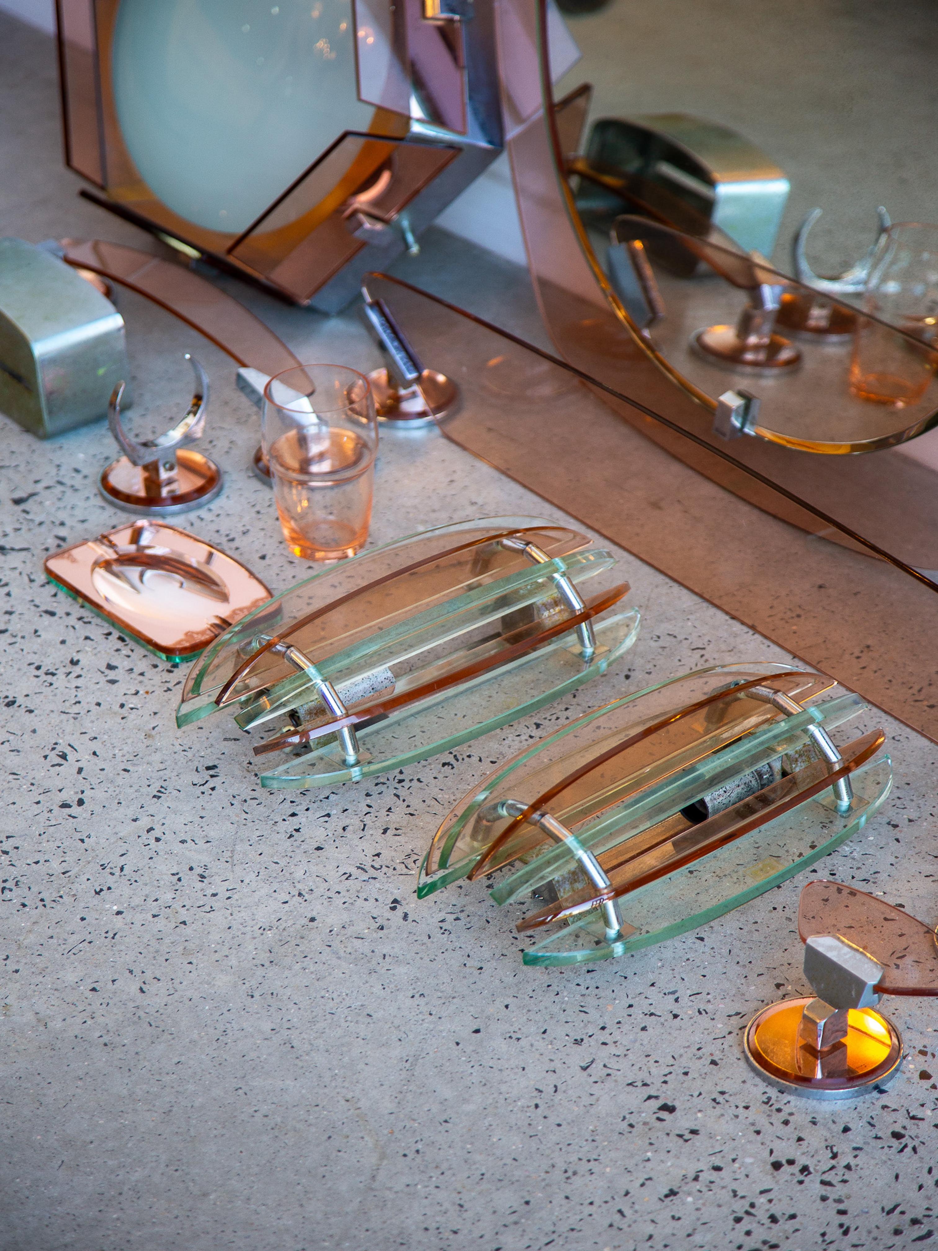 Veca Complete Bathroom Set in Chrome & Murano Glass For Sale 13