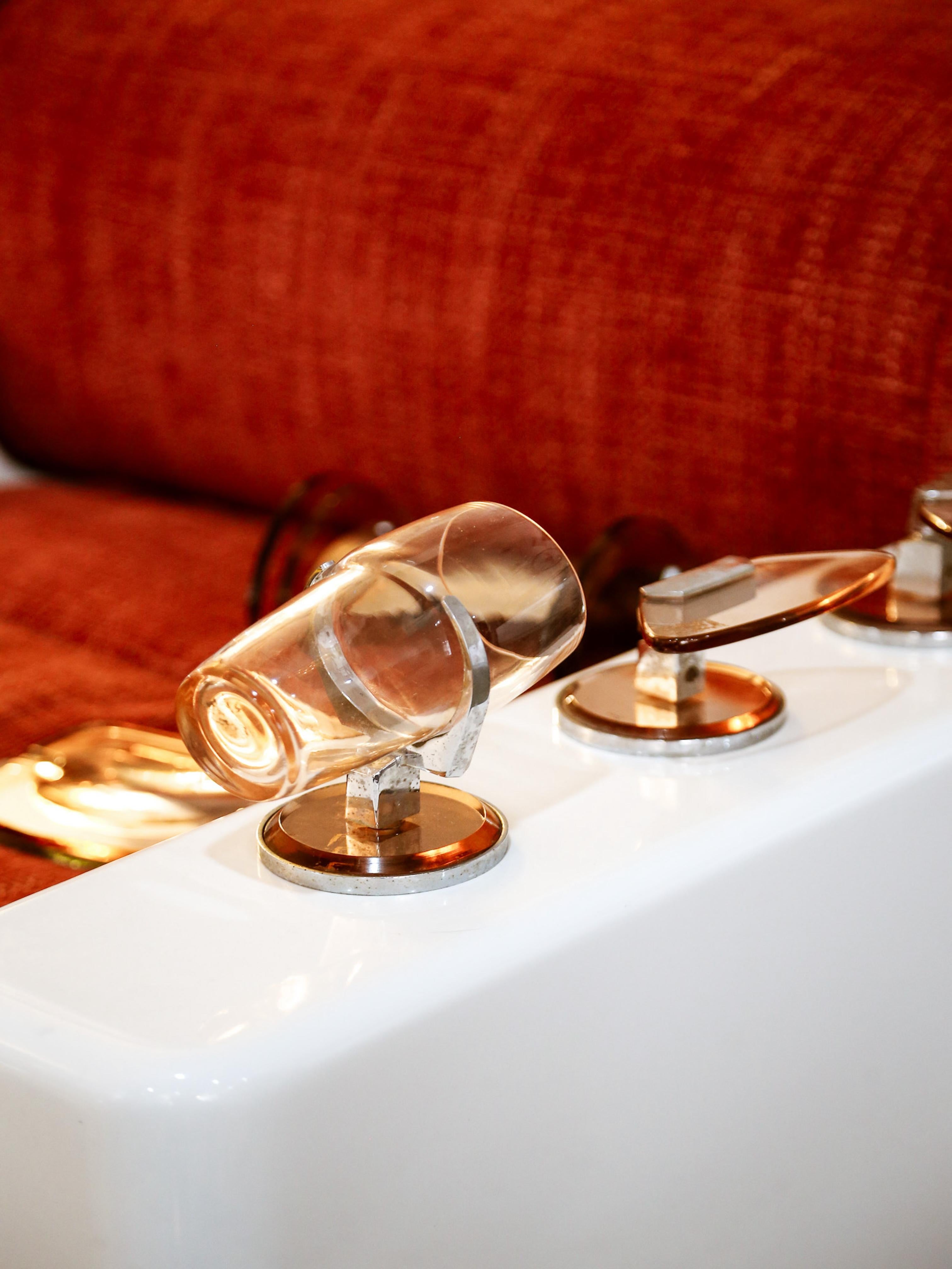 Mid-Century Modern Veca Complete Bathroom Set in Chrome & Murano Glass For Sale