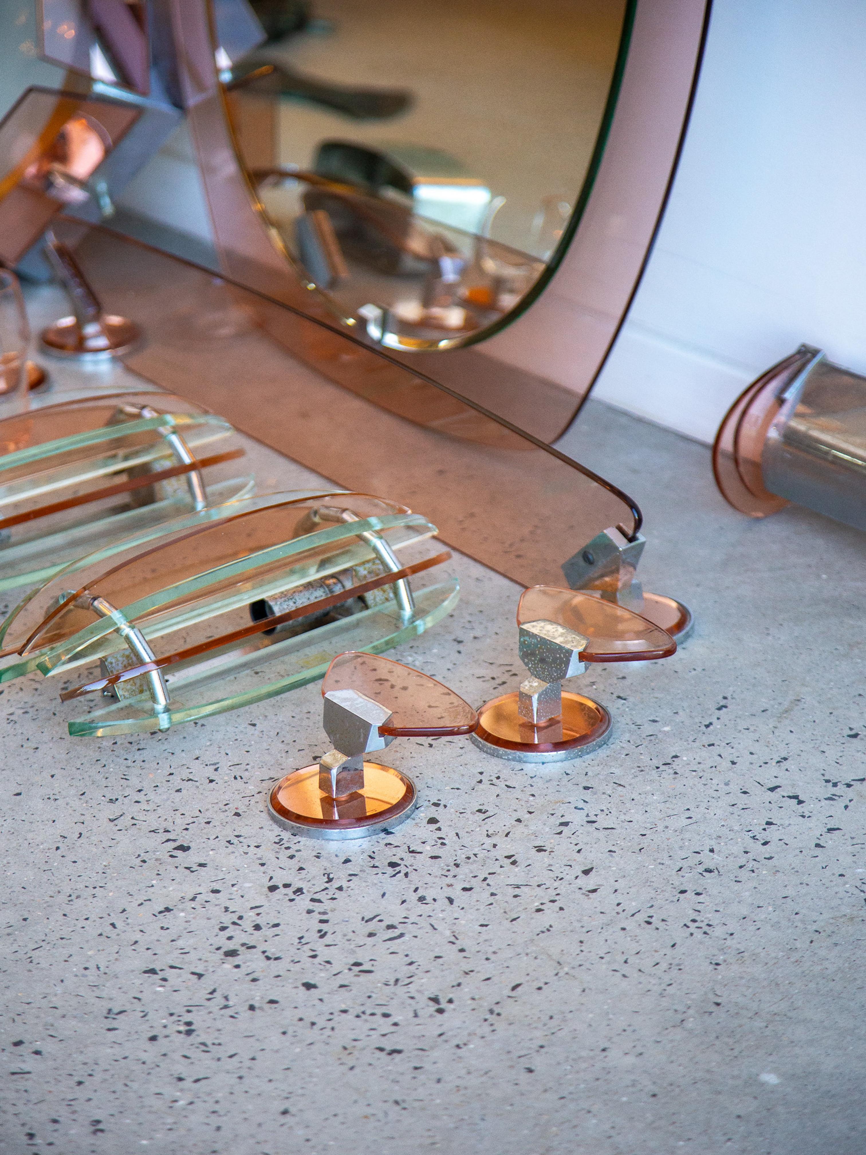 Veca Complete Bathroom Set in Chrome & Murano Glass In Good Condition For Sale In Byron Bay, NSW