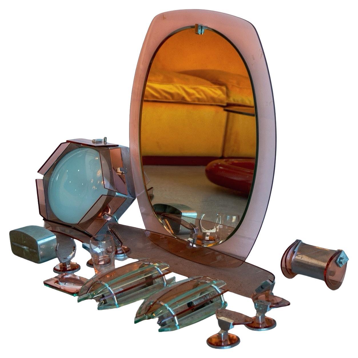 Veca Complete Bathroom Set in Chrome & Murano Glass