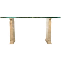 Fontana Arte, Console Made of Glass and Travertine, Italy, circa 1930
