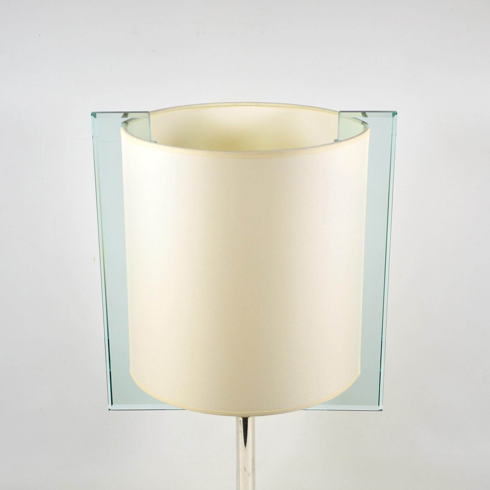 Italian Fontana Arte Crystal and Silver Plate Table Lamp by Nathalie Grenon For Sale