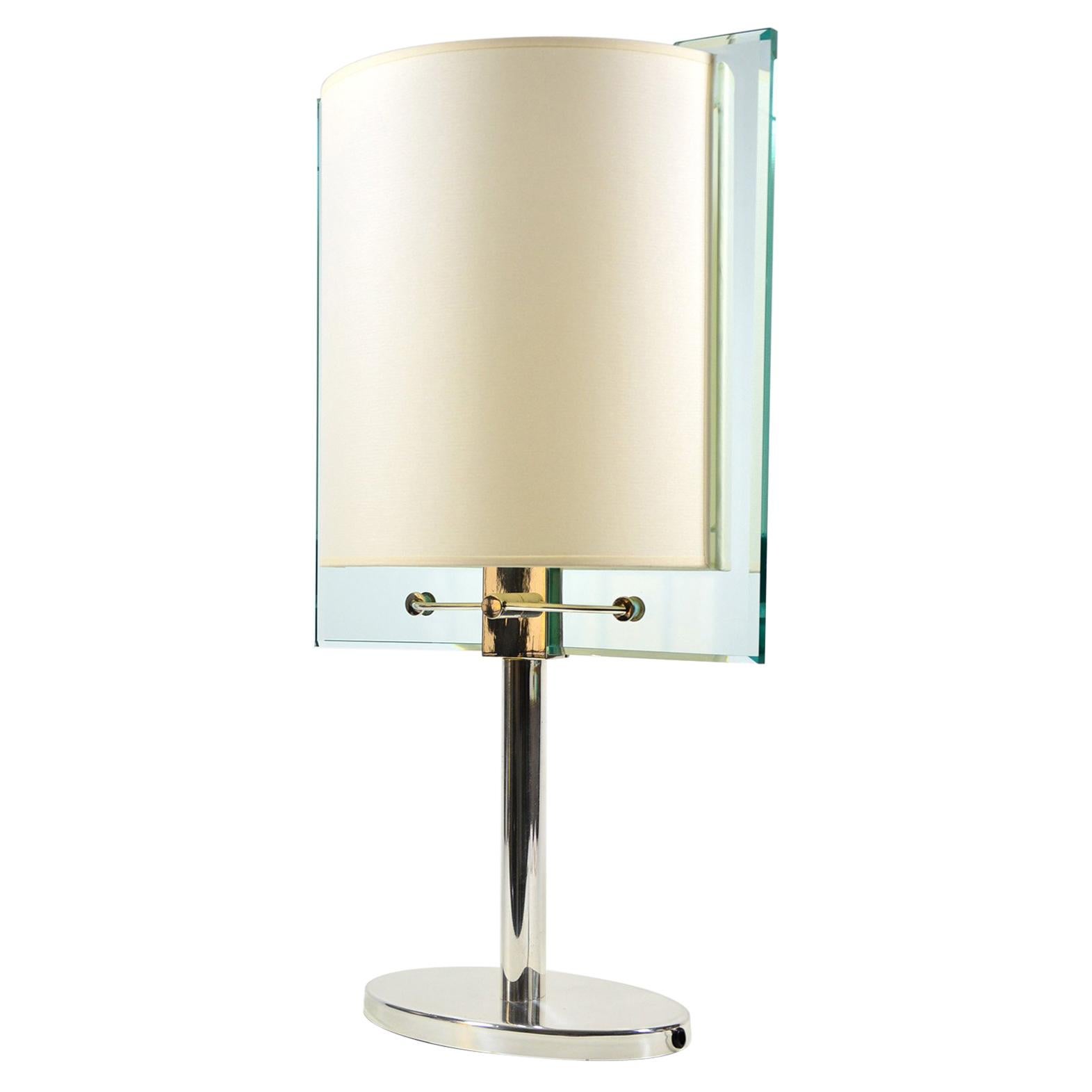 Fontana Arte Crystal and Silver Plate Table Lamp by Nathalie Grenon For Sale