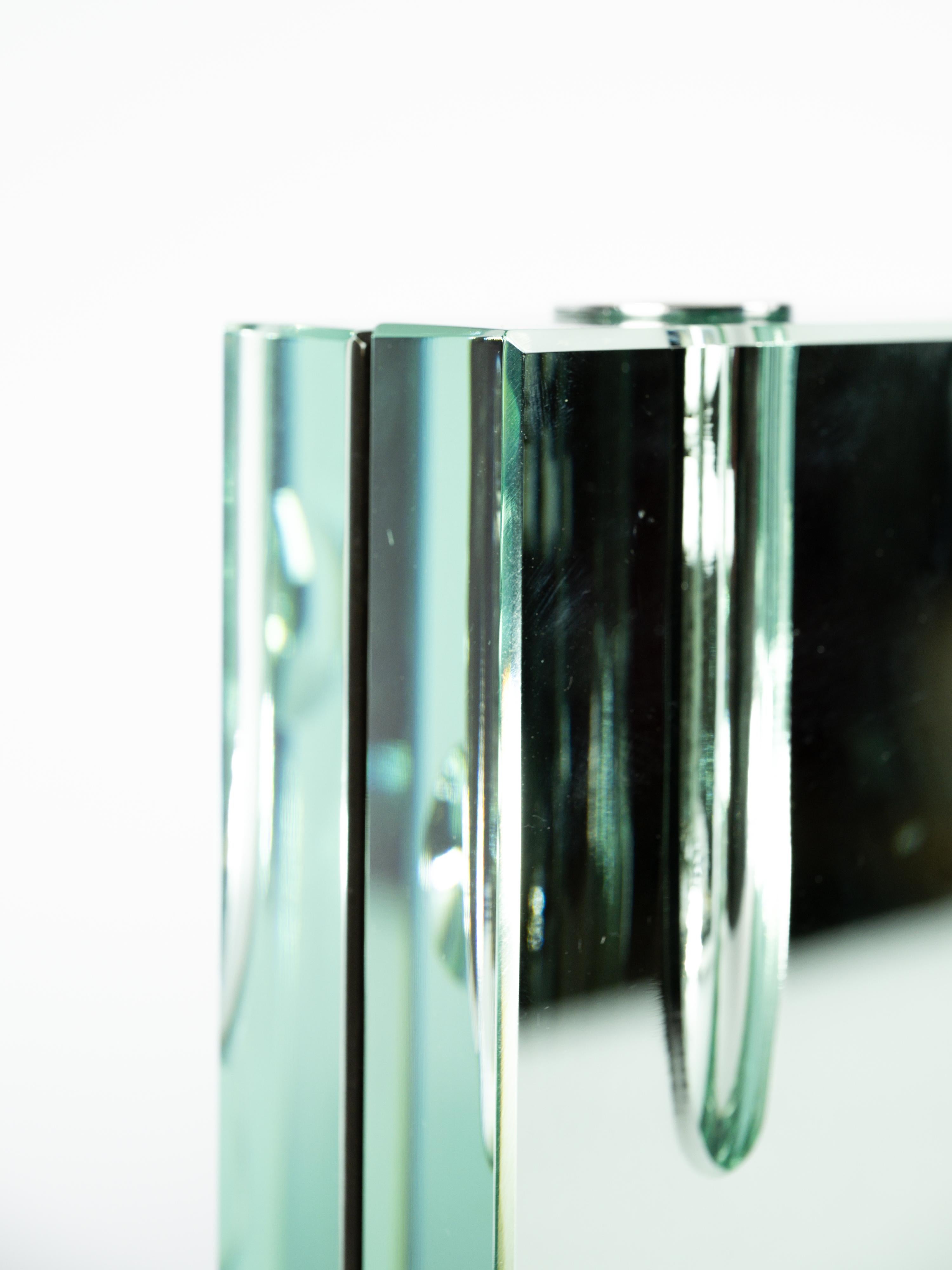 Cristal Vase en cristal et métal de Fontana Arte en vente